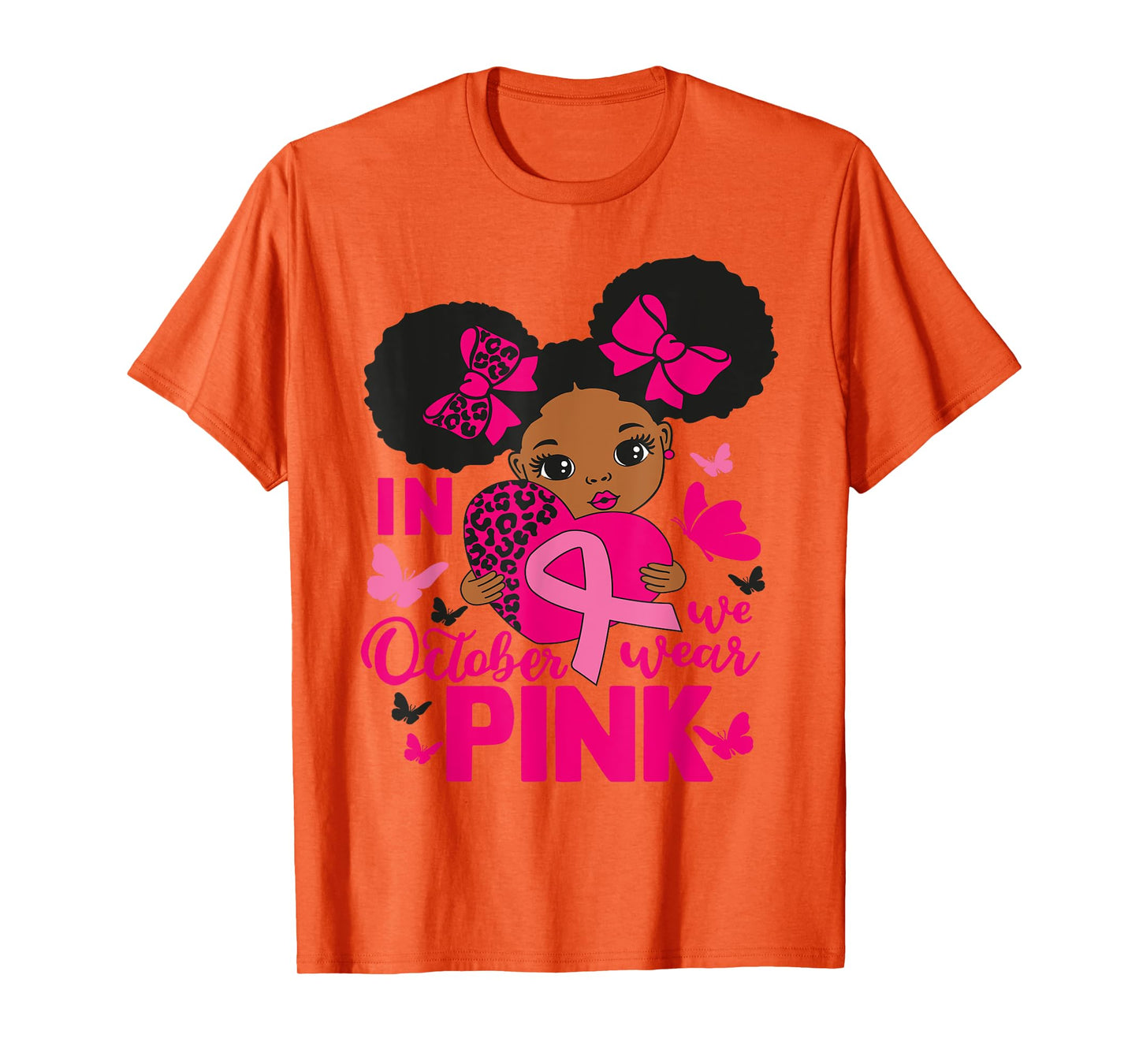 In October We Wear Pink Black Woman Breast Cancer Awareness T-Shirt