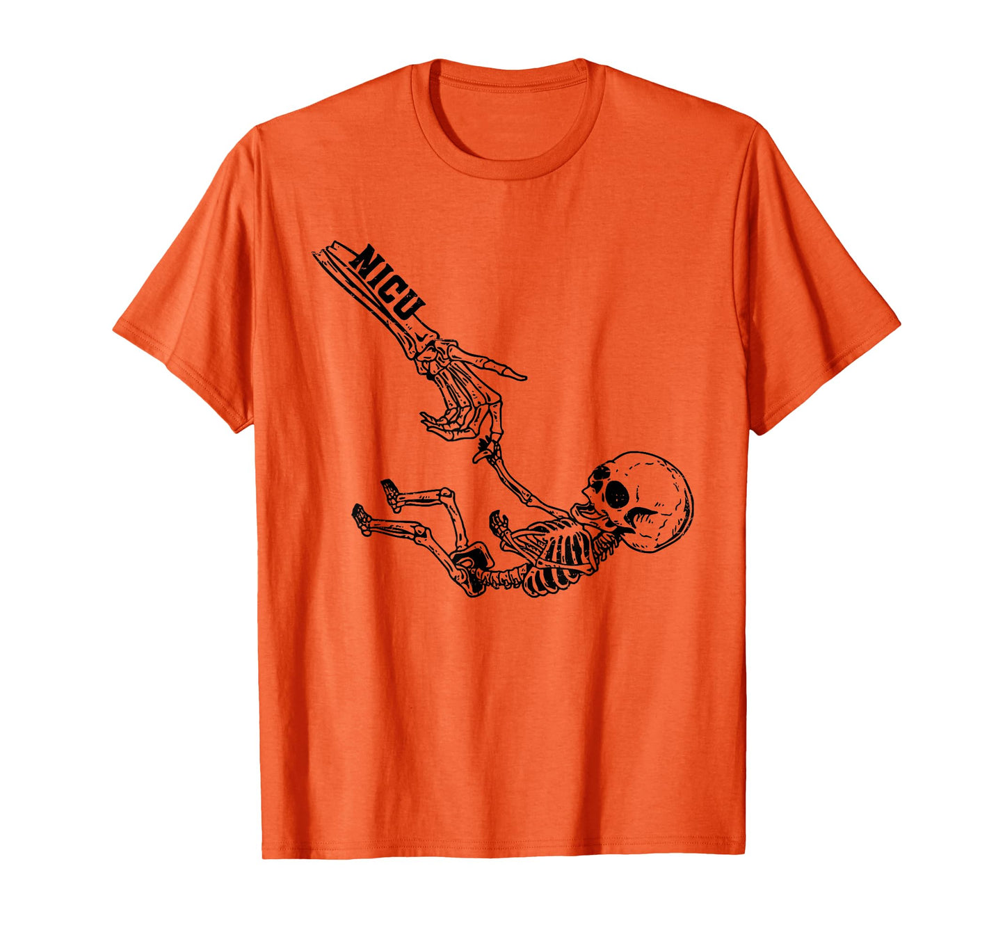 Retro NICU Skeletons Holding Hands Funny Halloween Nurse T-Shirt