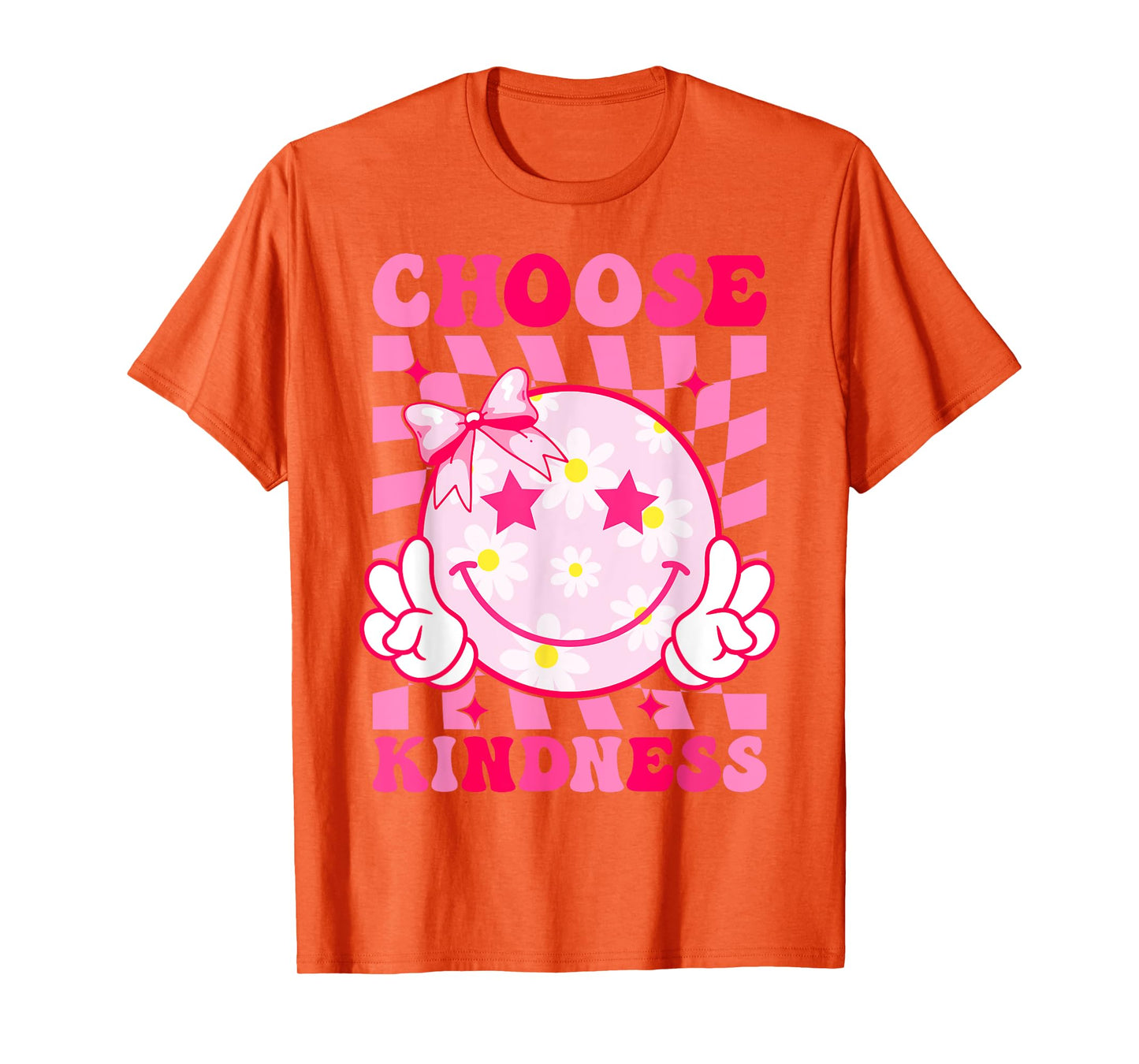 Choose Kindness Smile Face Groovy Be Kind Inspirational Kids T-Shirt