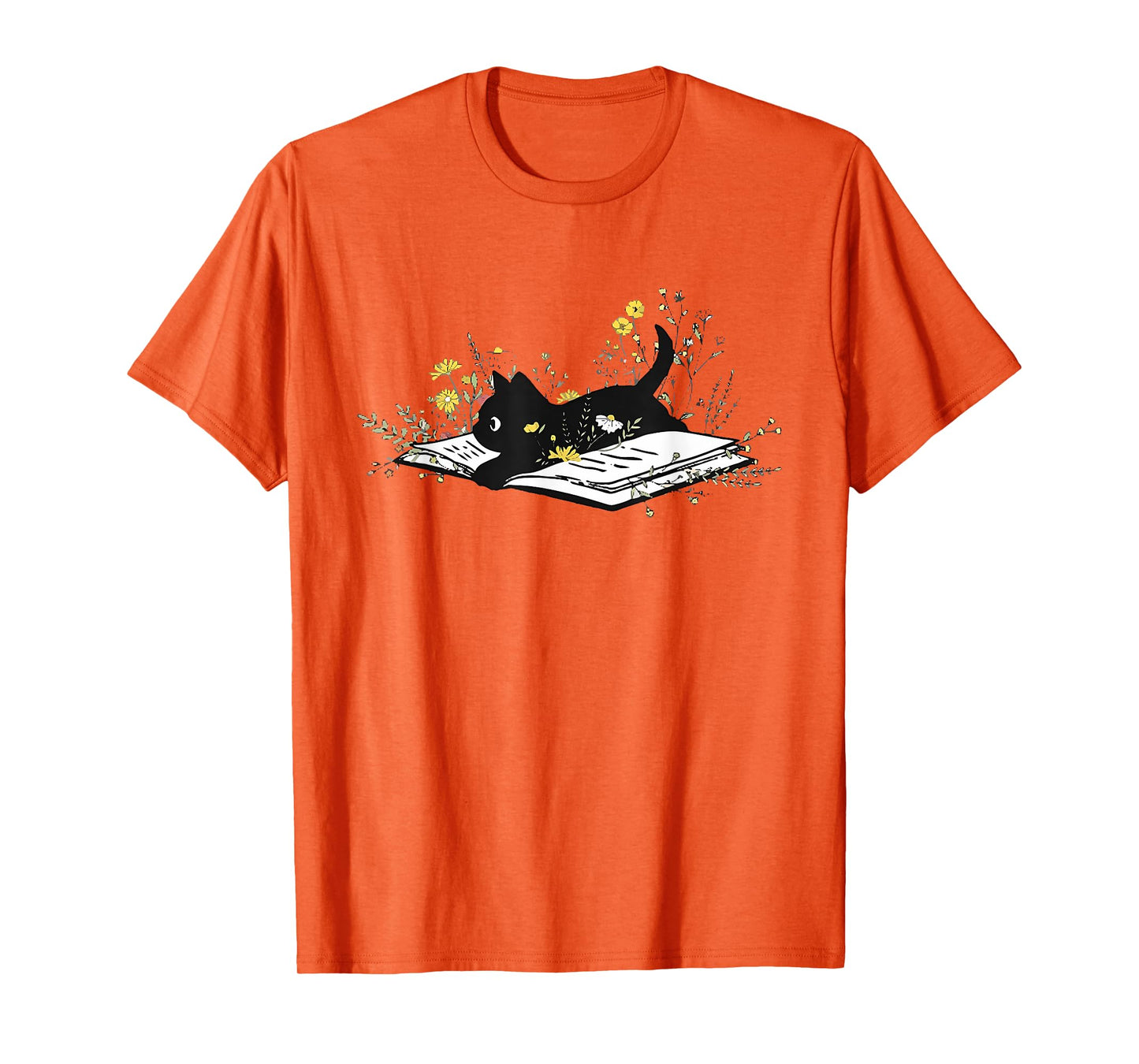 Cute Book Black Cat Book Lover Floral Teacher Life Women T-Shirt