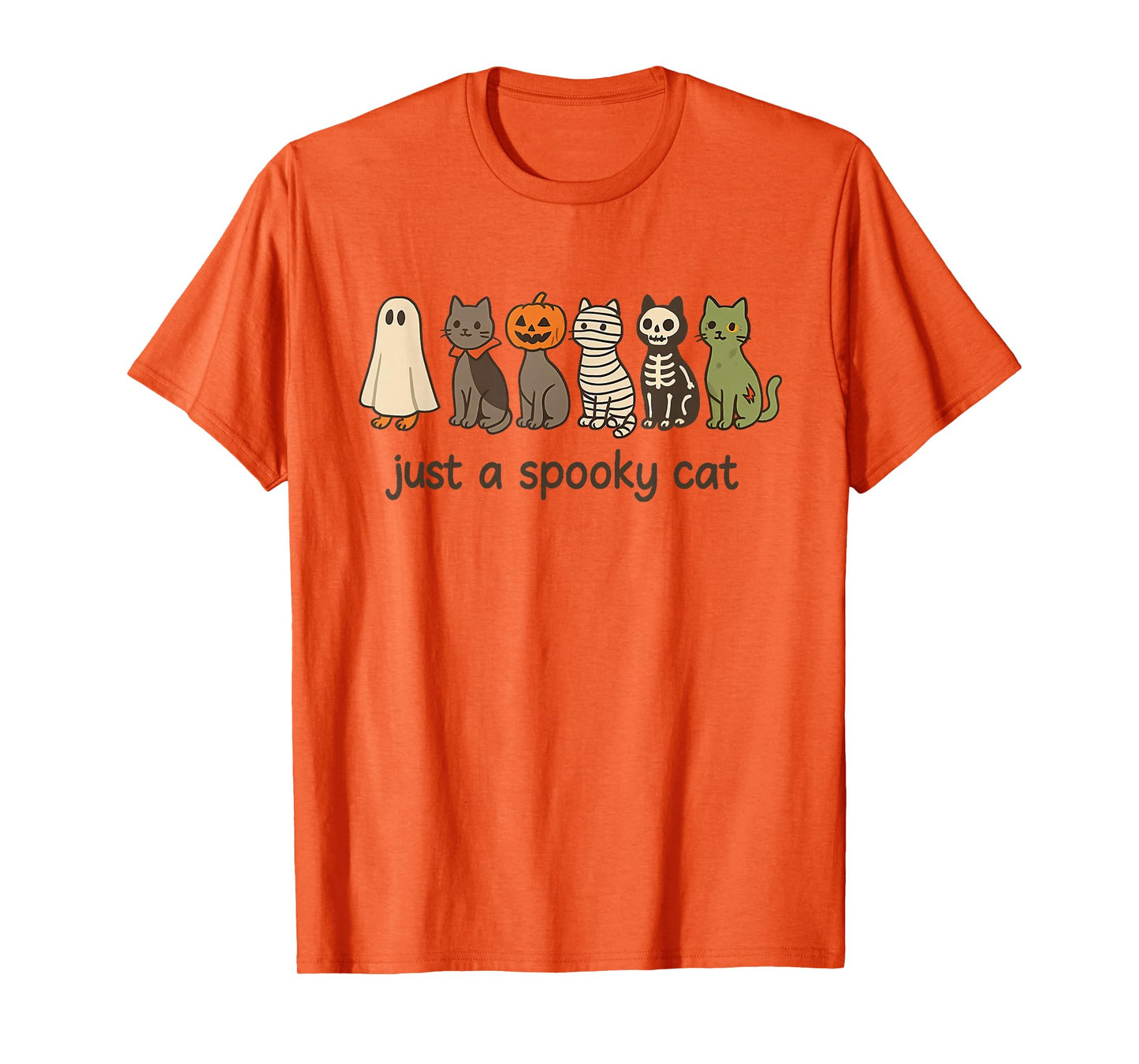 Cute Halloween Cat Ghost Pumpkin Skeleton Just Spokky Cat T-Shirt