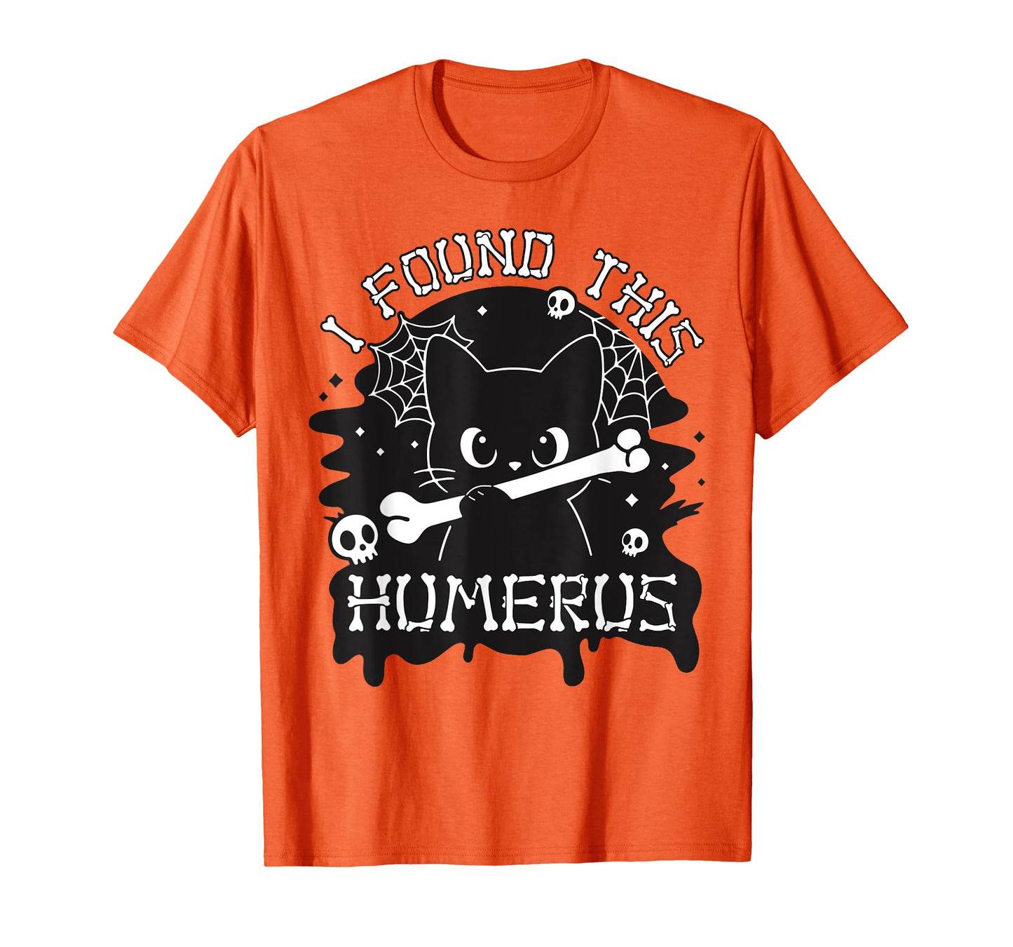 I Found This Humerus Funny Cat with Bone Halloween T-Shirt