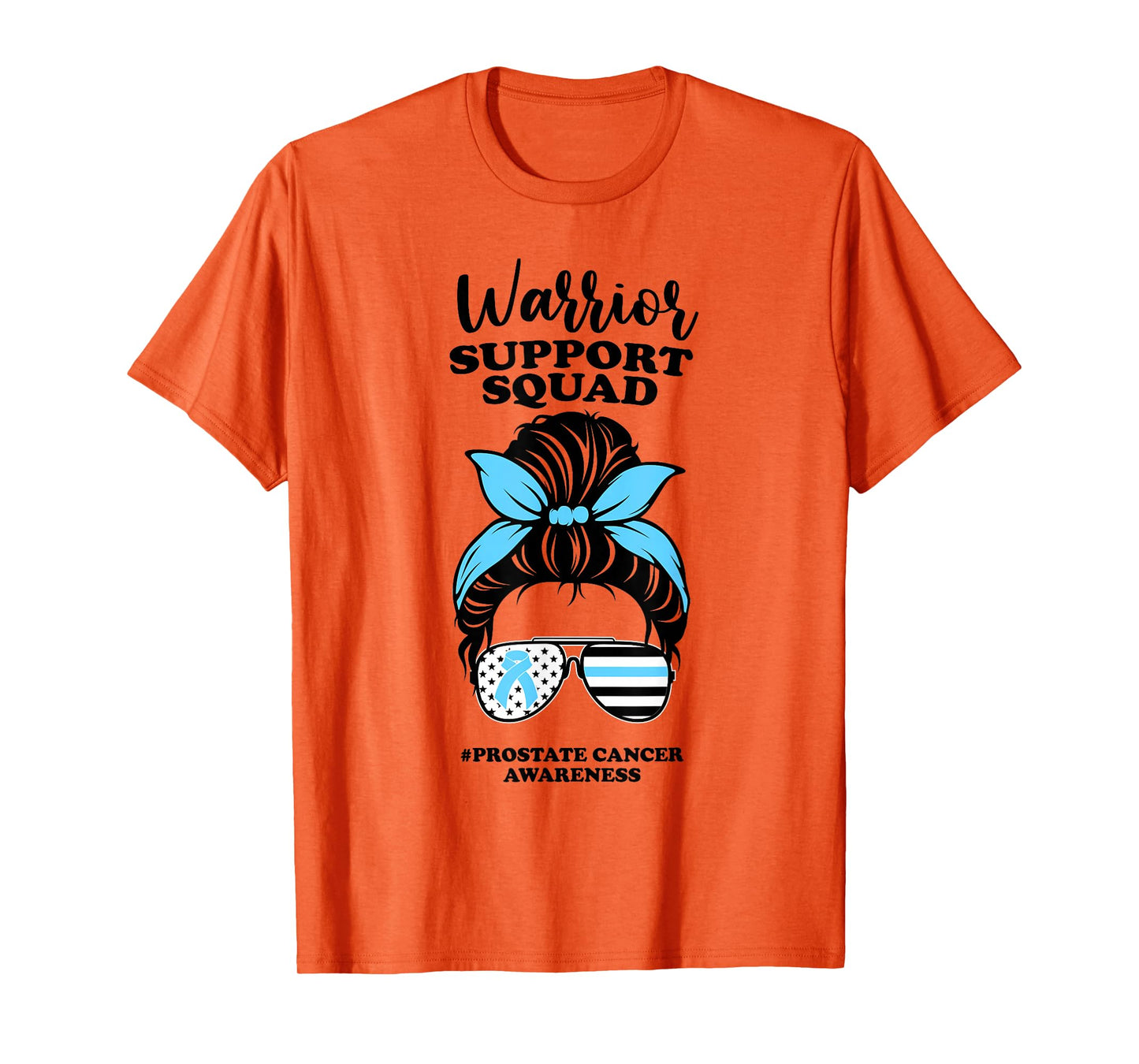 Prostate Cancer Awareness Ribbon Messy Bun Support Squad T-Shirt