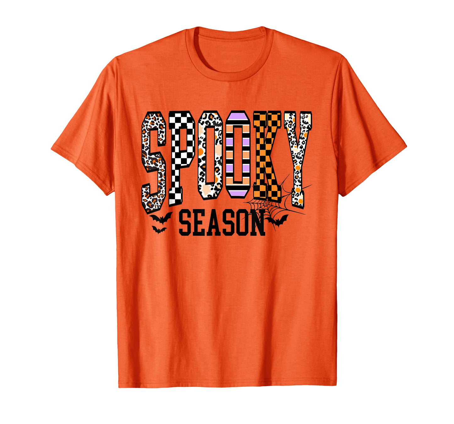 Halloween Spooky Coquette Halloween Leopard Checkered Fall T-Shirt