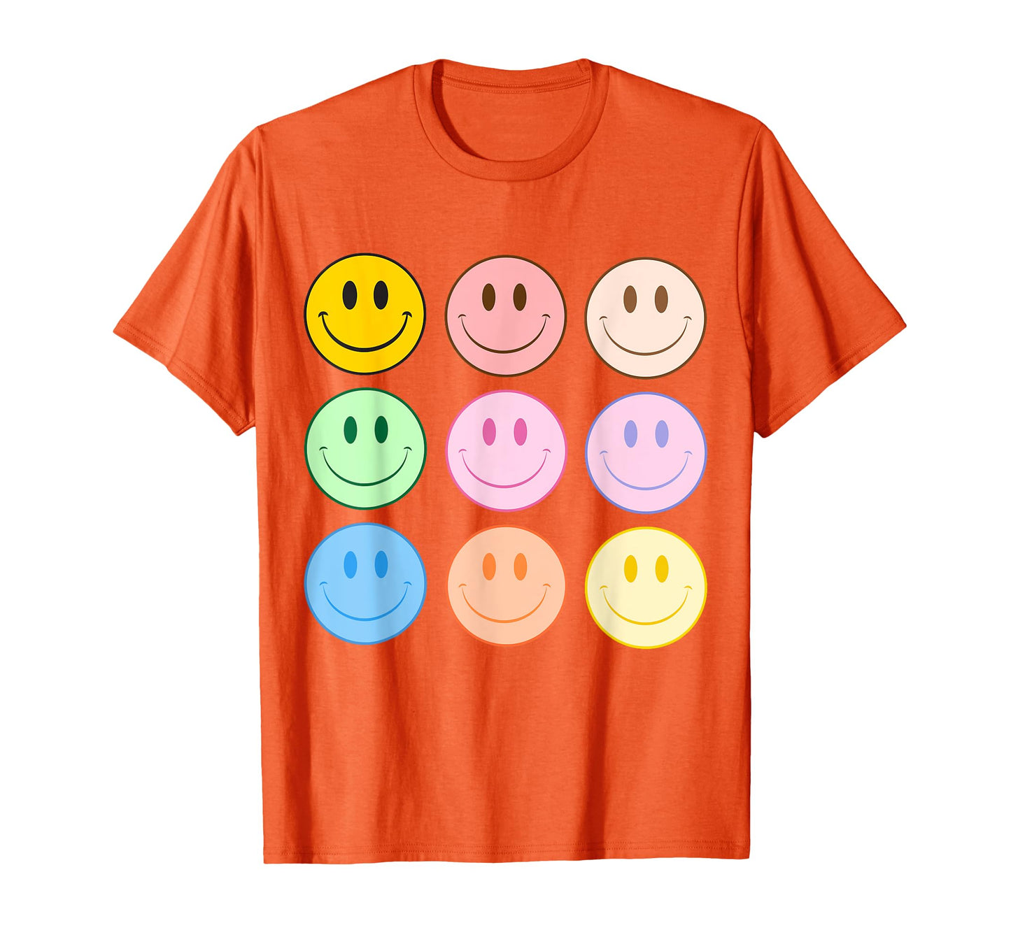 Retro Happy Face Colorful - Smile Face Trendy T-Shirt