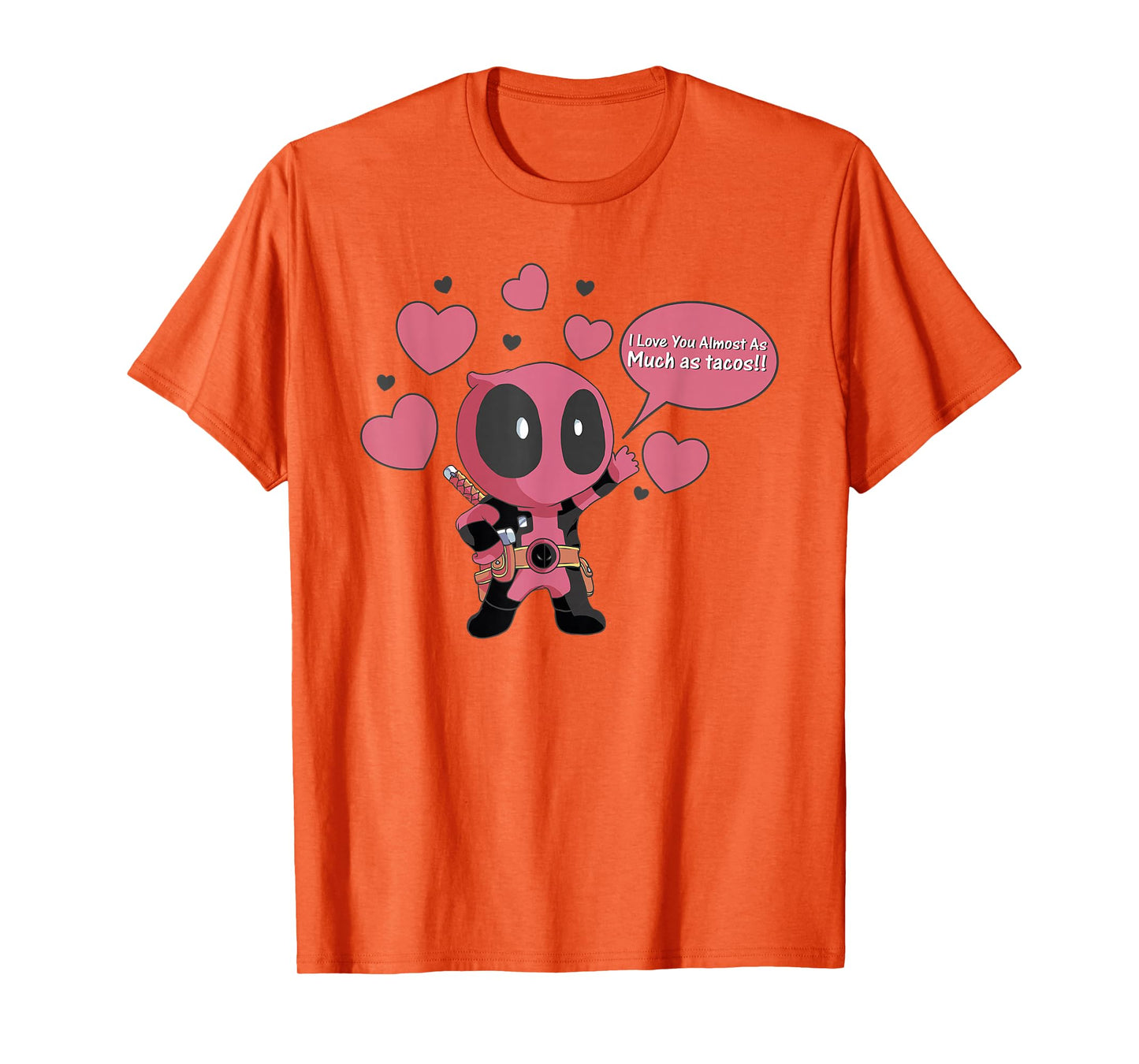 Marvel Deadpool Chibi Taco Love Valentine's Graphic T-Shirt T-Shirt