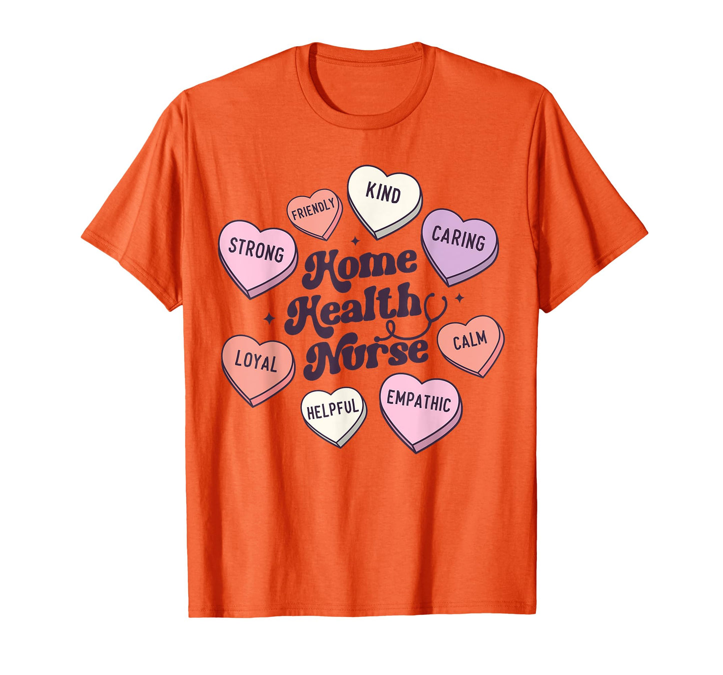Home Health Nurse Groovy Medical Valentines Day Retro Hearts T-Shirt