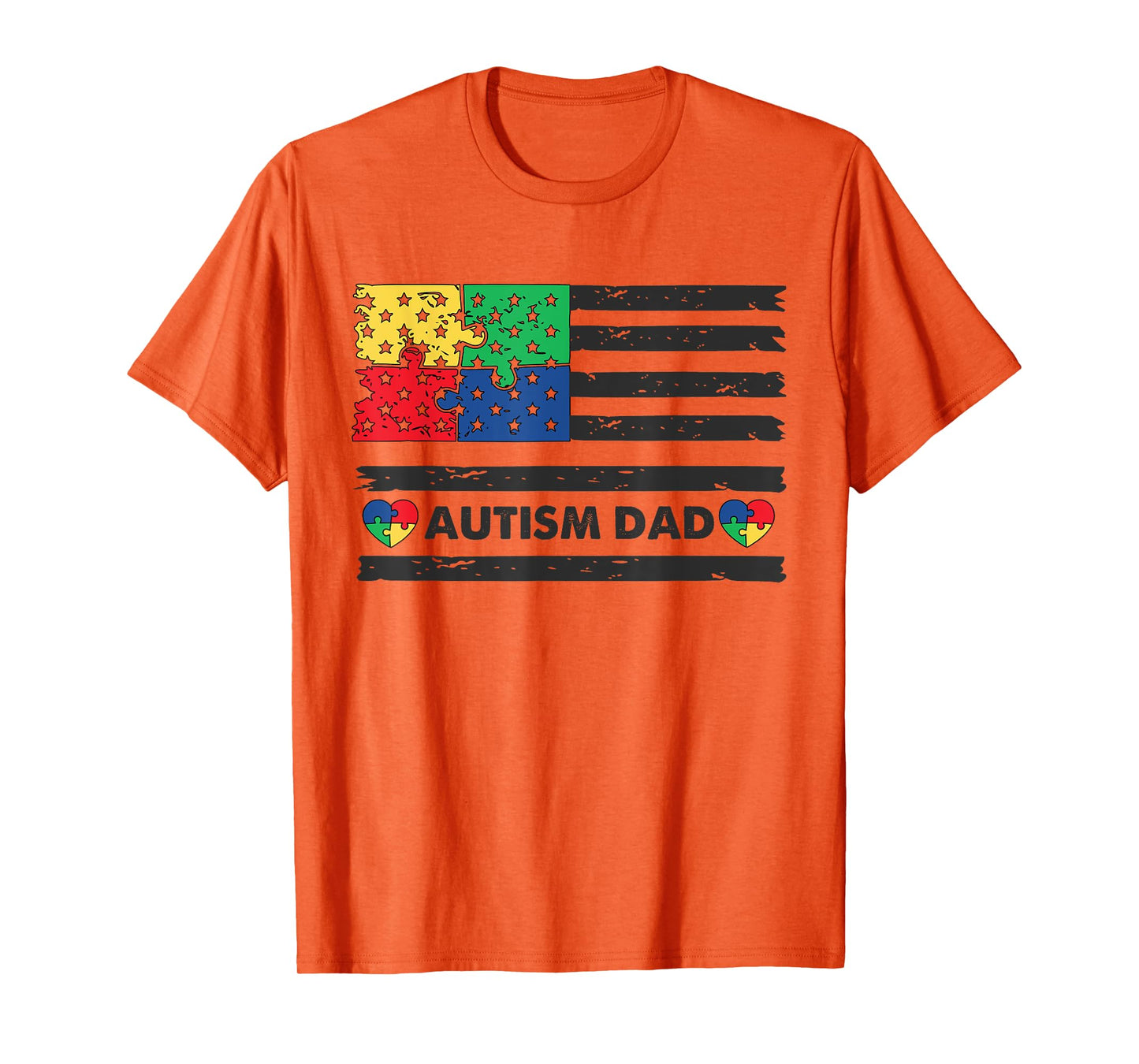Autism Dad American Flag USA T-Shirt