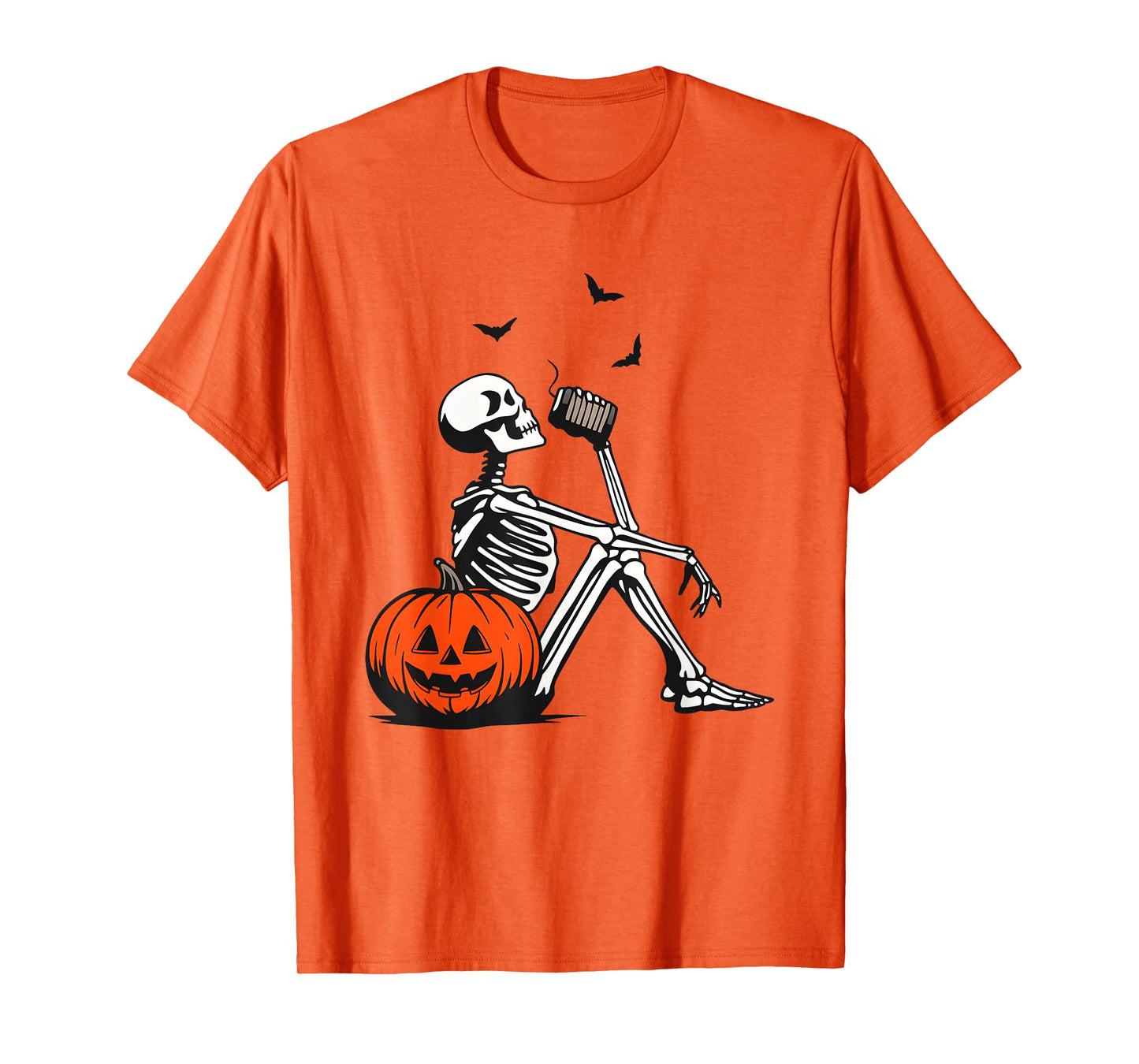 Cute Skeleton Drink Coffee Halloween Vintage T-Shirt