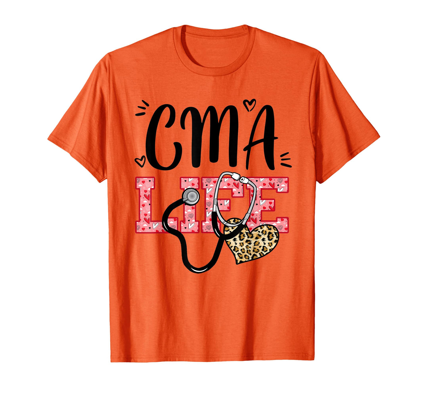 Funny Nurse CMA Life Leopard Stethoscope Valentines Day T-Shirt