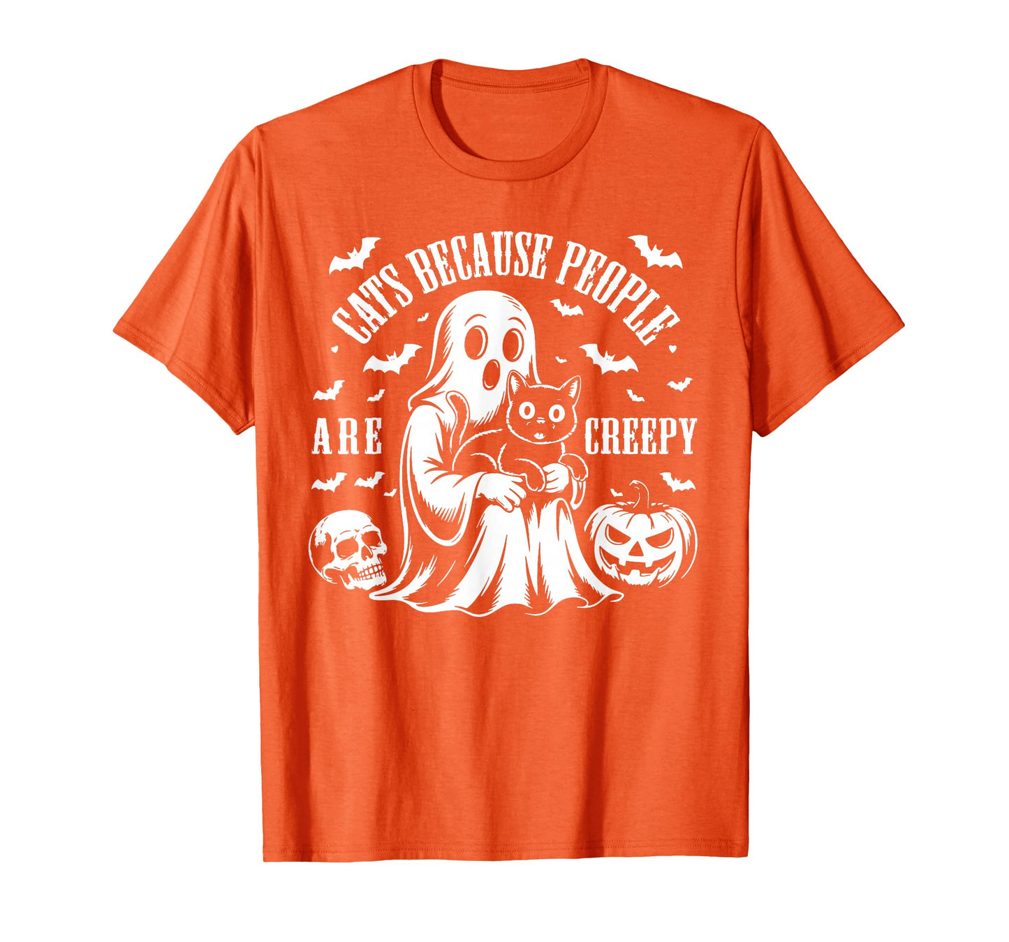 Cute Ghost Boo! Cats Because People are Creepy Cat Halloween T-Shirt