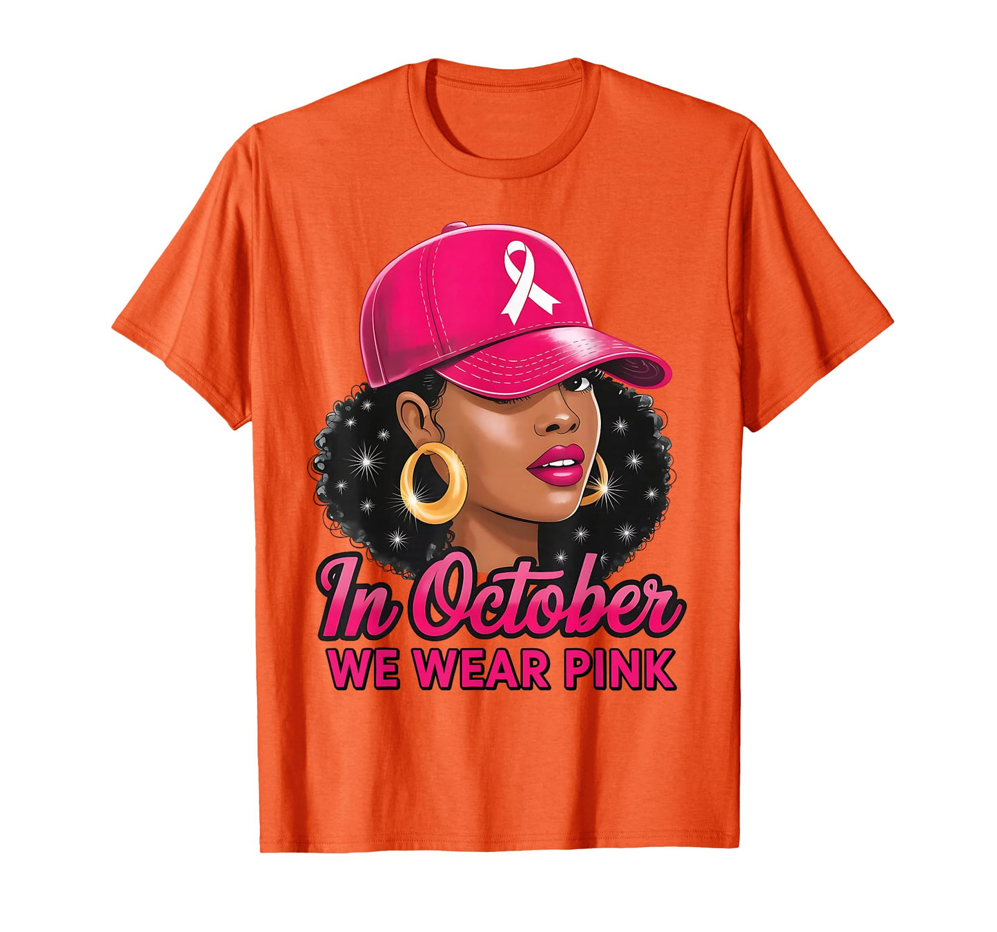 in October We Wear Pink Black Women Breast Cancer Awareness T-Shirt