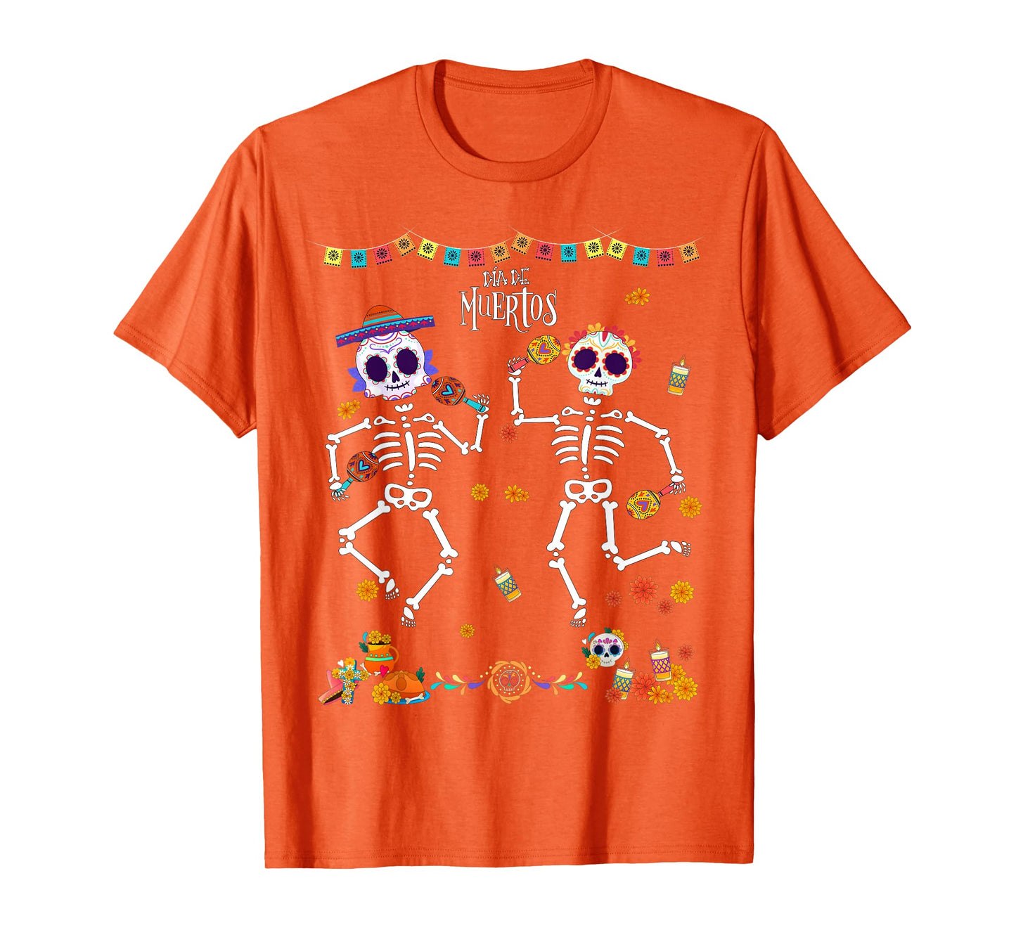 Mexican Mens Dia De Los Muertos Skeleton Dancing Kids Boys T-Shirt