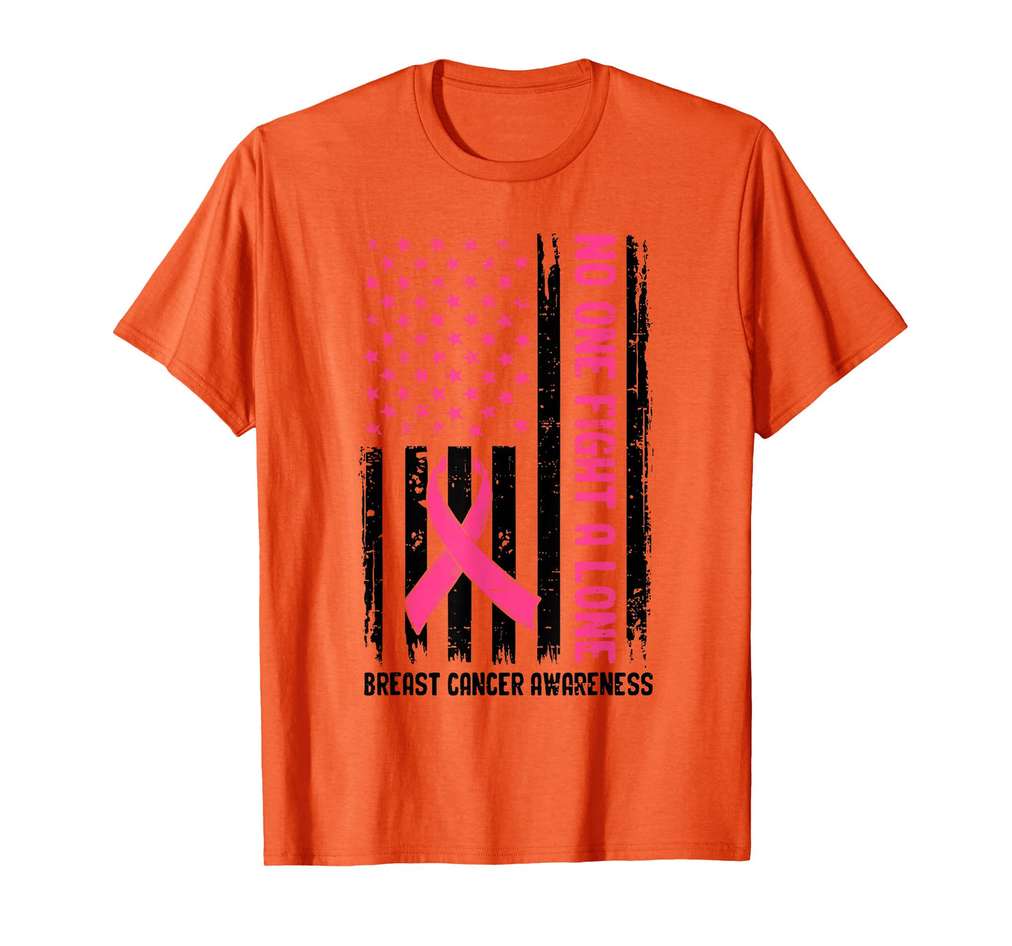 Breast Cancer Awareness USA Flag Pink Ribbon Men Women Kids T-Shirt