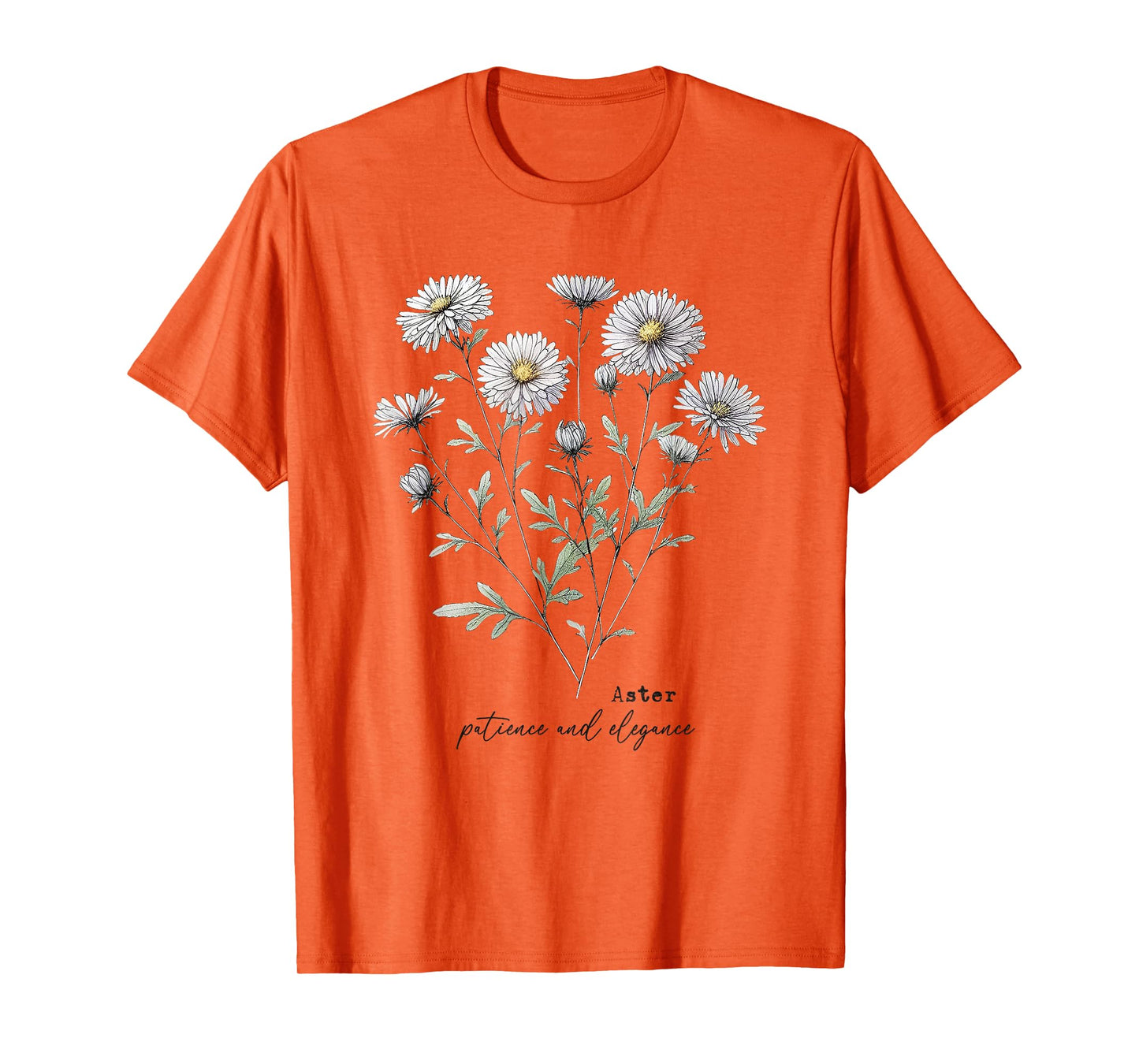 Elegant Aster Floral Botanical Vintage Flower Art Aesthetic T-Shirt