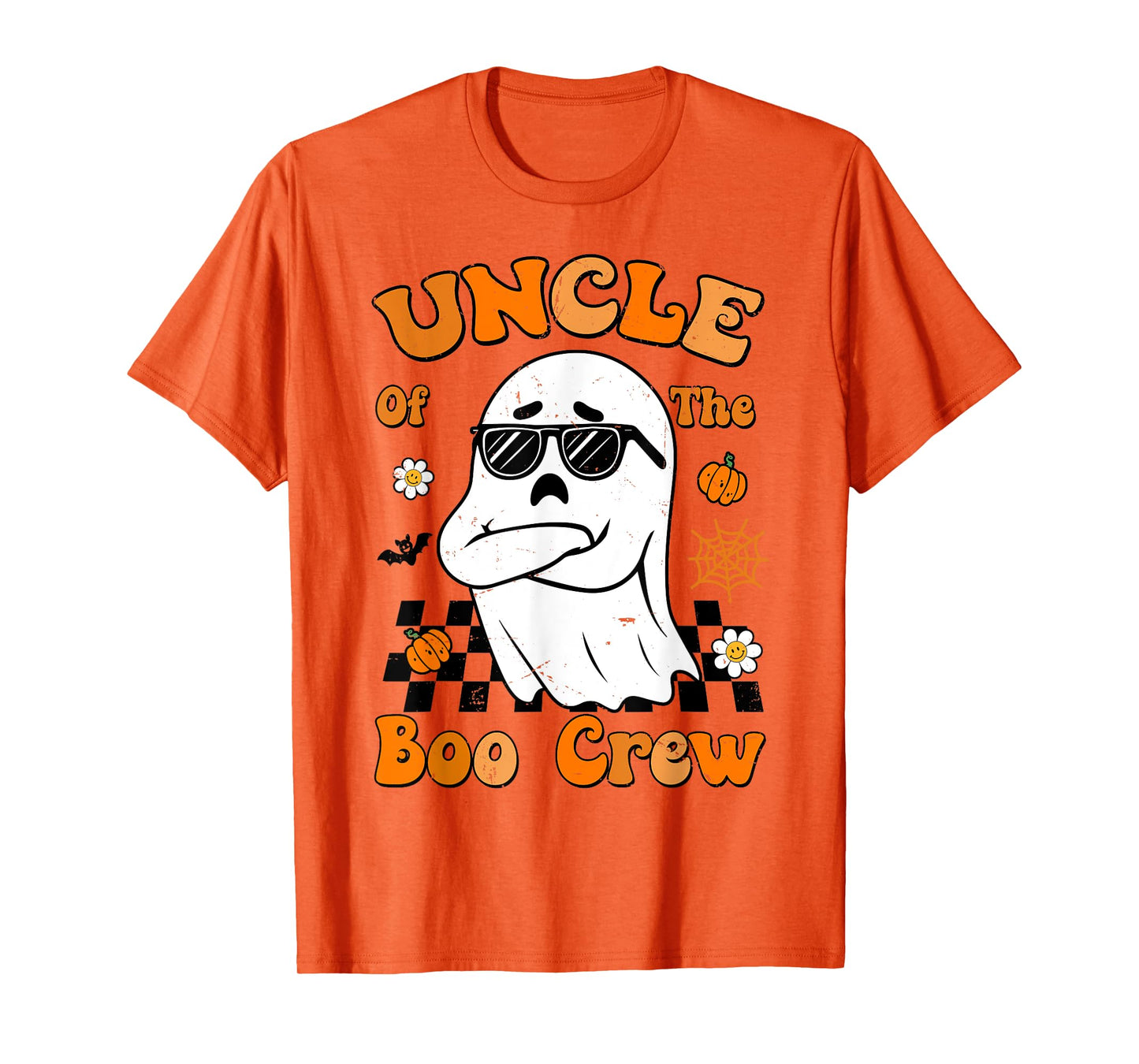 Uncle Of The Boo Crew Groovy Retro Family Halloween Funny T-Shirt