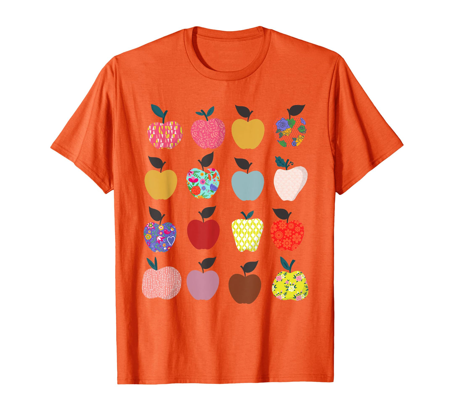 Folk Art Apples Back to school Teacher Shirt for Women Funny T-Shirt