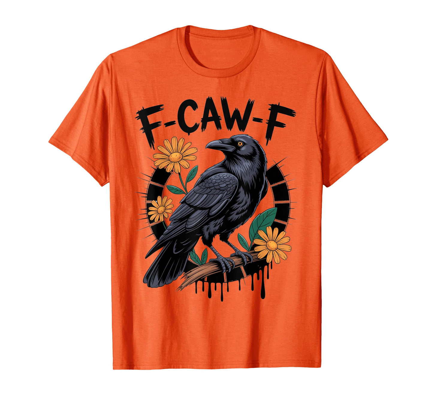 Black Crow F-Caw-F Funny Gothic Bird Moon Adult Humor T-Shirt