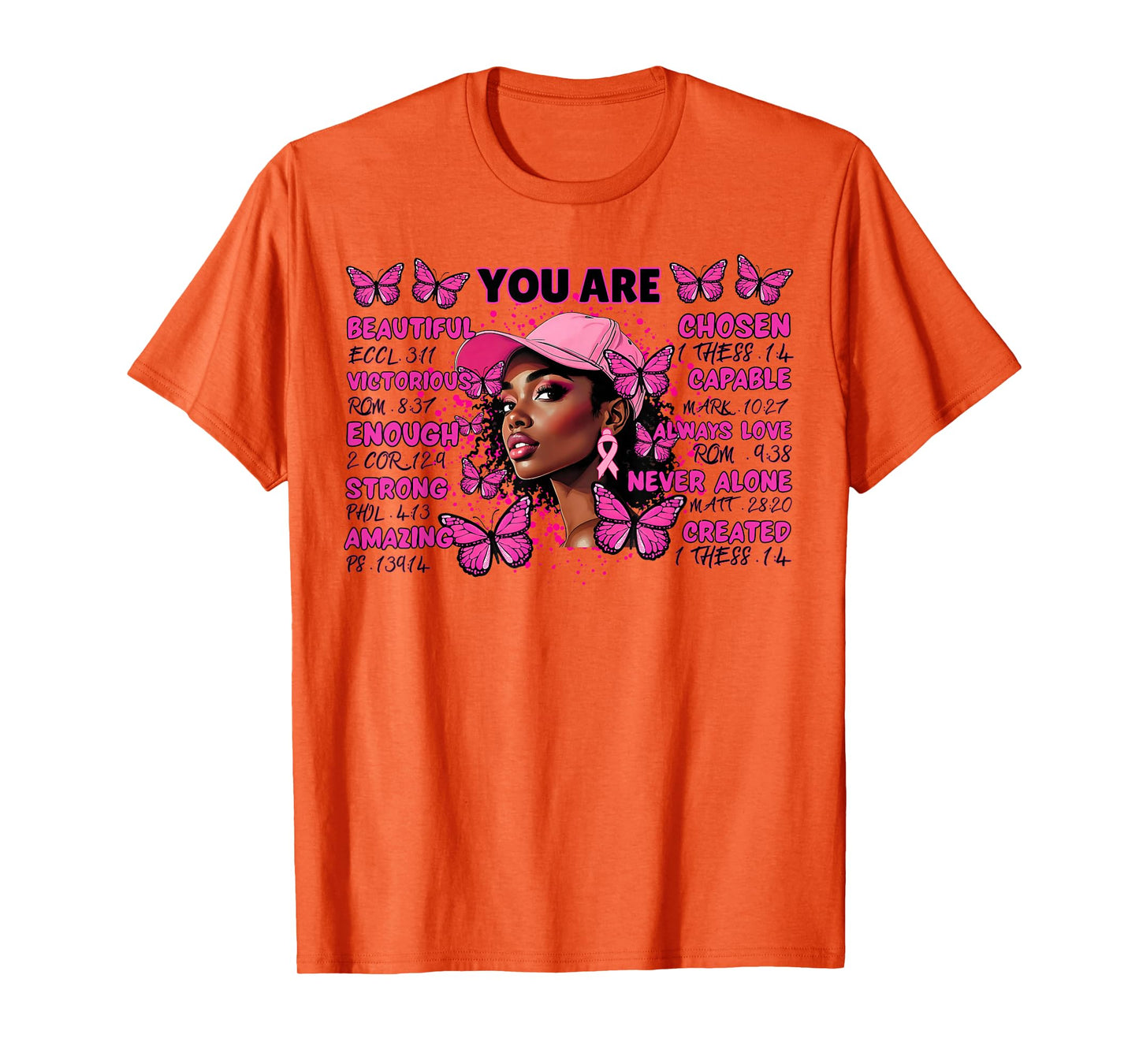 African American Women Breast Cancer Awareness Butterflies T-Shirt