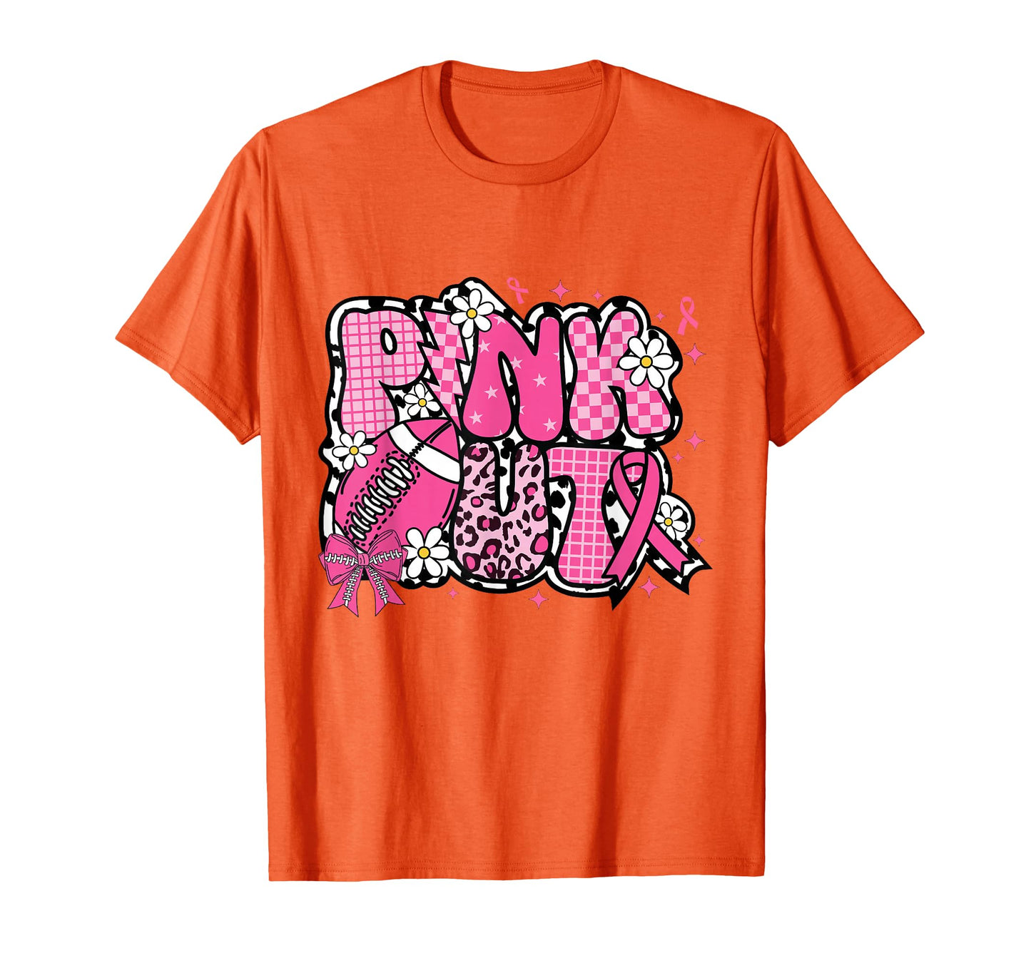 Pink Out Football Coquette Bow Breast Cancer Awareness T-Shirt