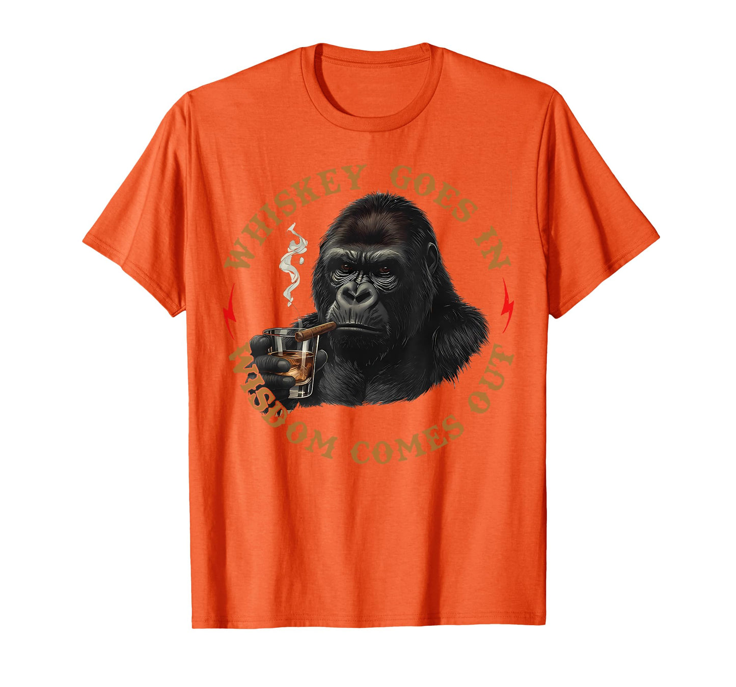 Whiskey Goes in Wisdom Comes Out Funny Monkey T-Shirt