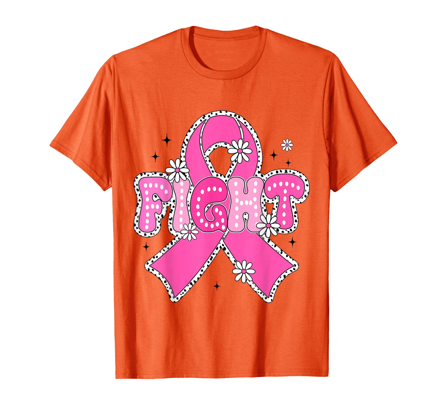 Floral Fight Pink Ribbon Fighter Breast Cancer Awareness T-Shirt