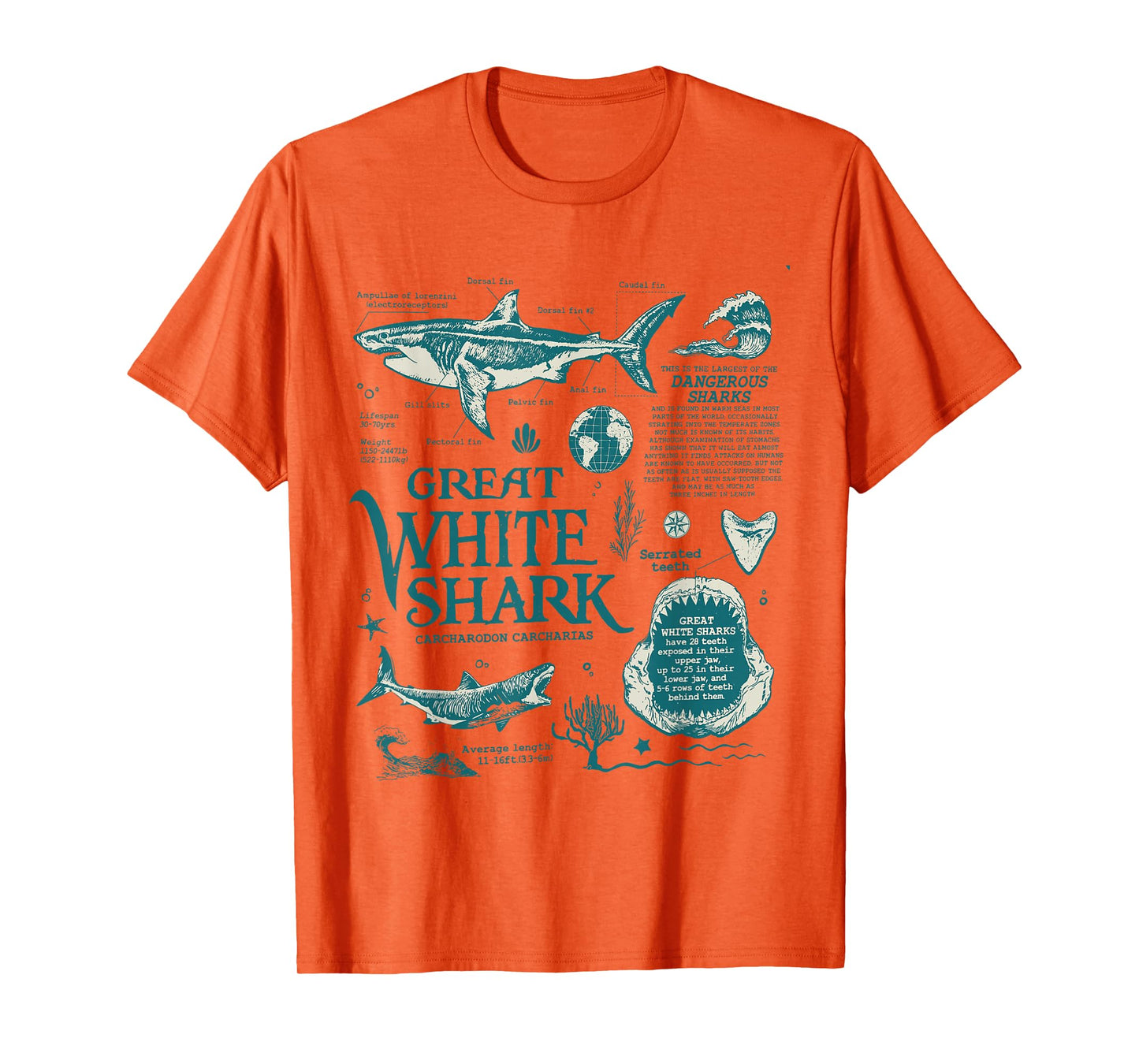 Great White Shark Anatomy , Marine Biologist T-Shirt