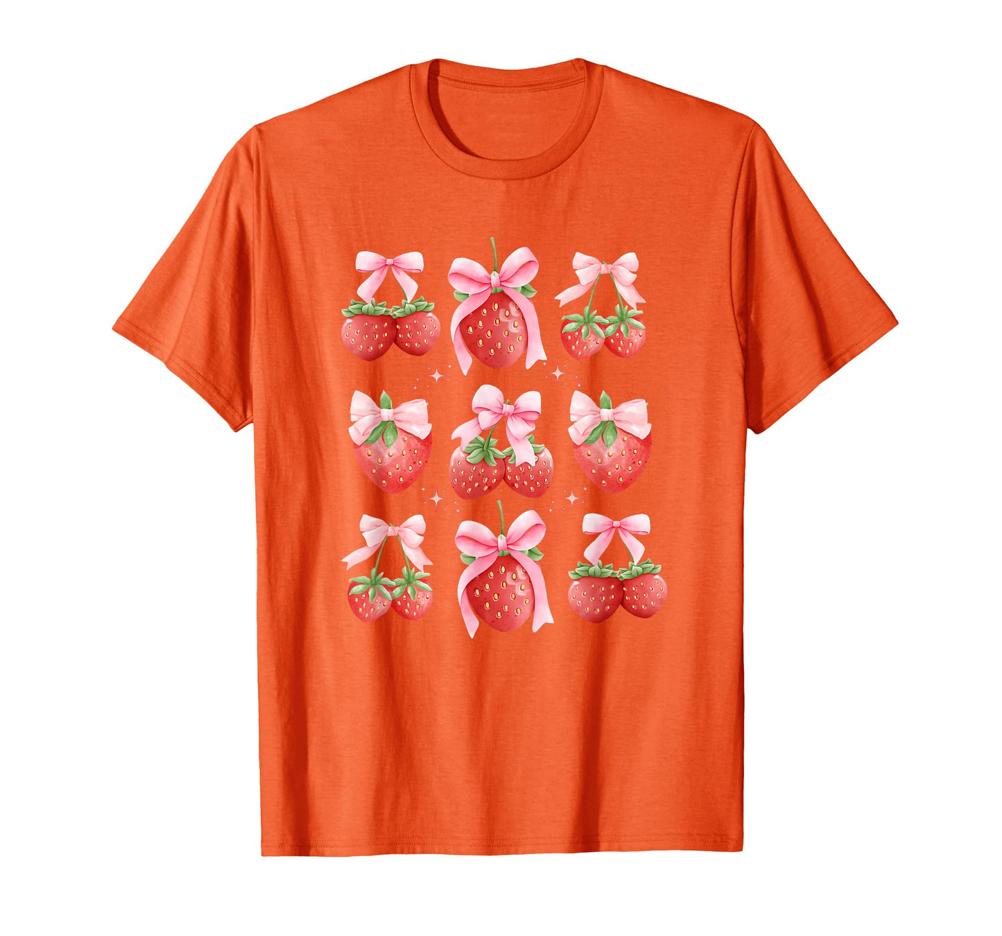 Cute Pink Bow Coquette Strawberry Clean Girl Aesthetic T-Shirt