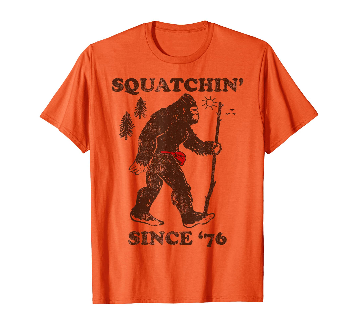 Squatchin' Since '76 Big Foot Vintage Outdoors T-Shirt