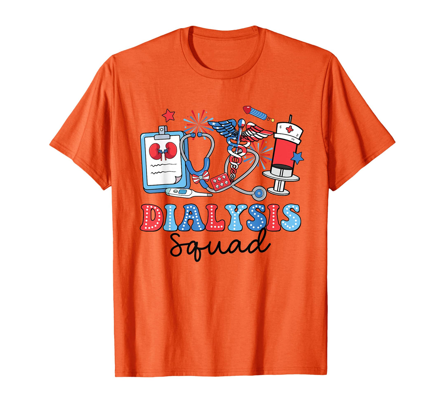 Retro Dialysis Squad USA Flag Dialysis Nurse 4th Of July Women Men T-Shirt
