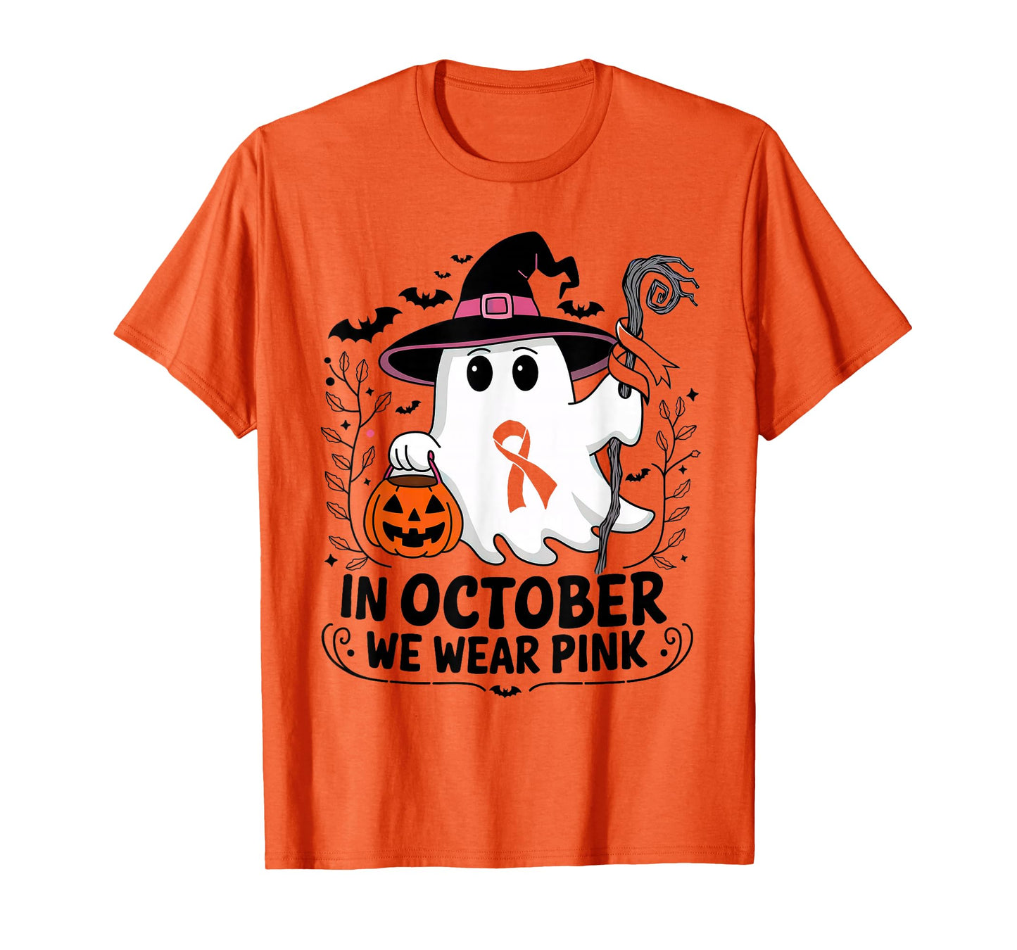 In October We Wear Pink Breast Cancer Awareness Halloween T-Shirt