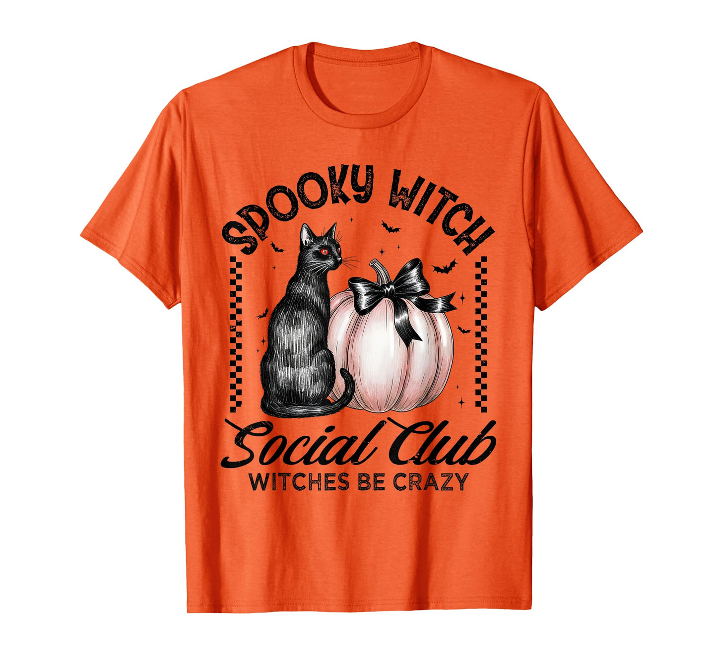 Spooky Witch Social Club Witches Be Crazy Halloween Cat T-Shirt