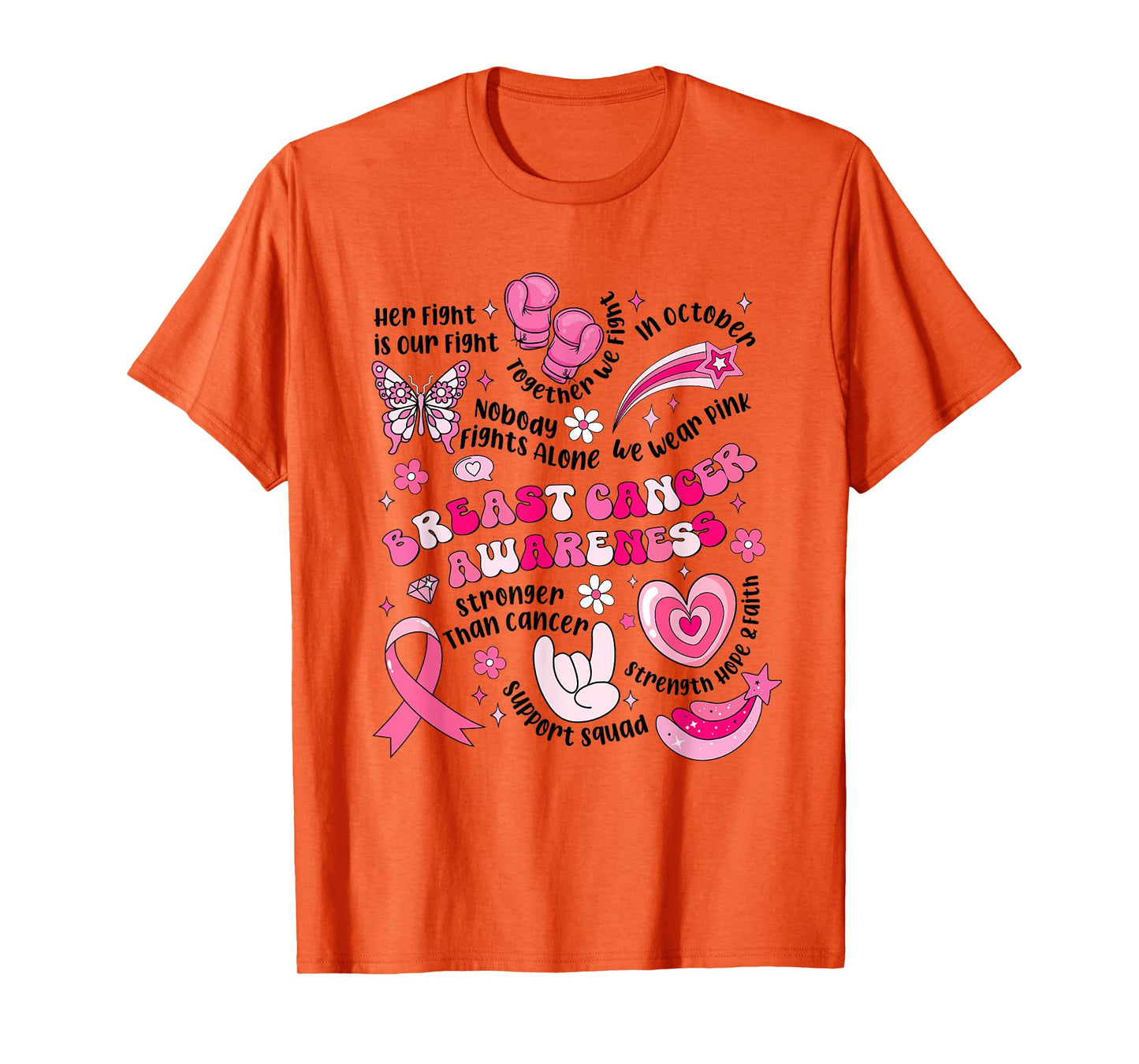 Breast Cancer Awareness Pink Ribbon Boxing Gloves Butterfly T-Shirt