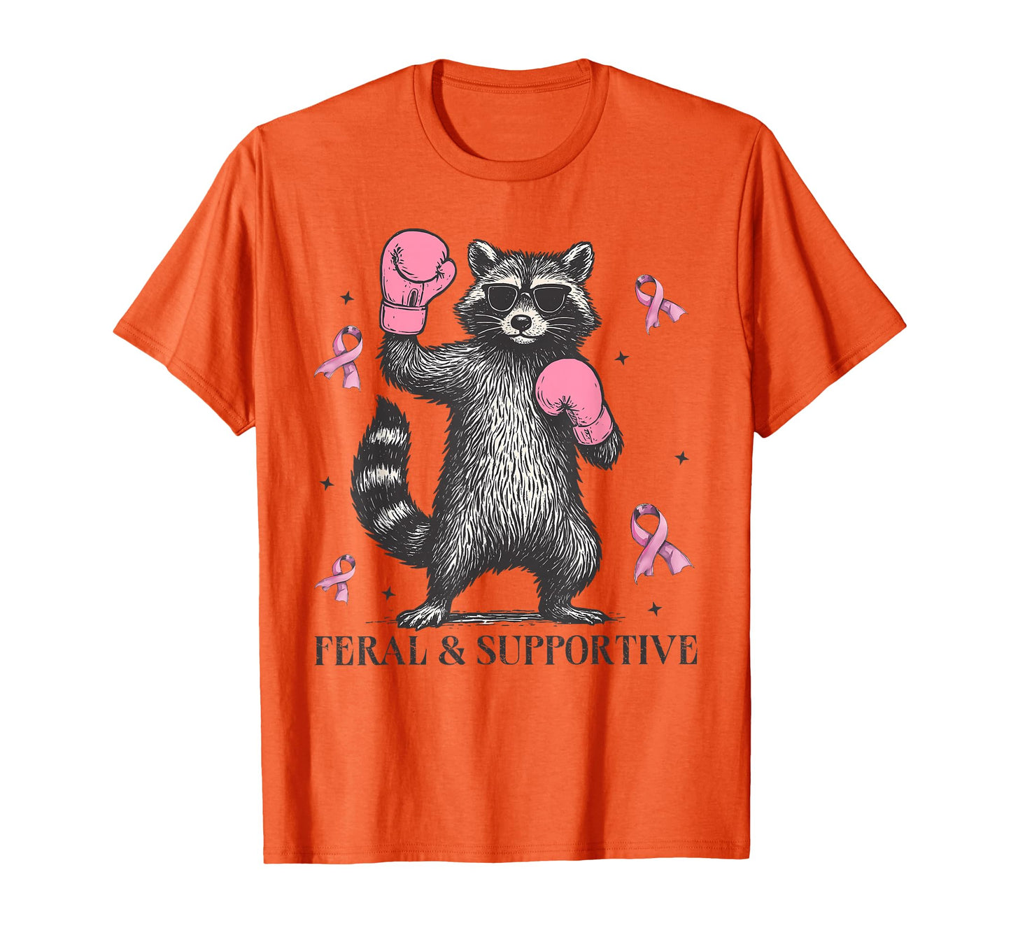 Feral and Supportive Breast Cancer Support Squad Raccoon T-Shirt