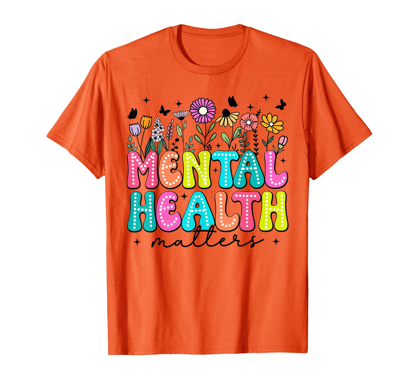 Mental Health Matters Awareness Human Brain Illness Floral T-Shirt