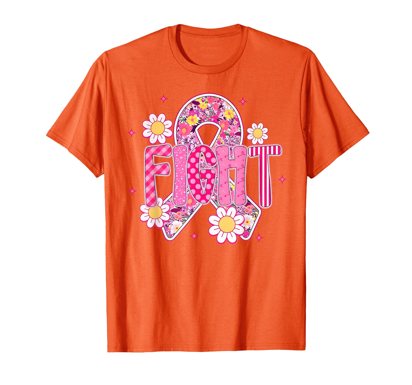 Fight Breast Cancer Awareness Pink Ribbon Floral Girl Women T-Shirt