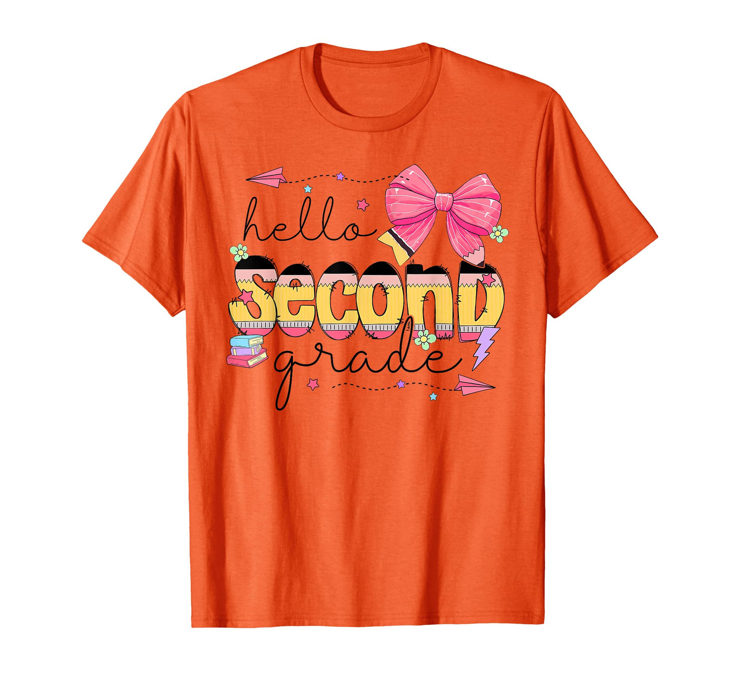 Back To School Hello Second Grade Teacher Coquette Bow T-Shirt