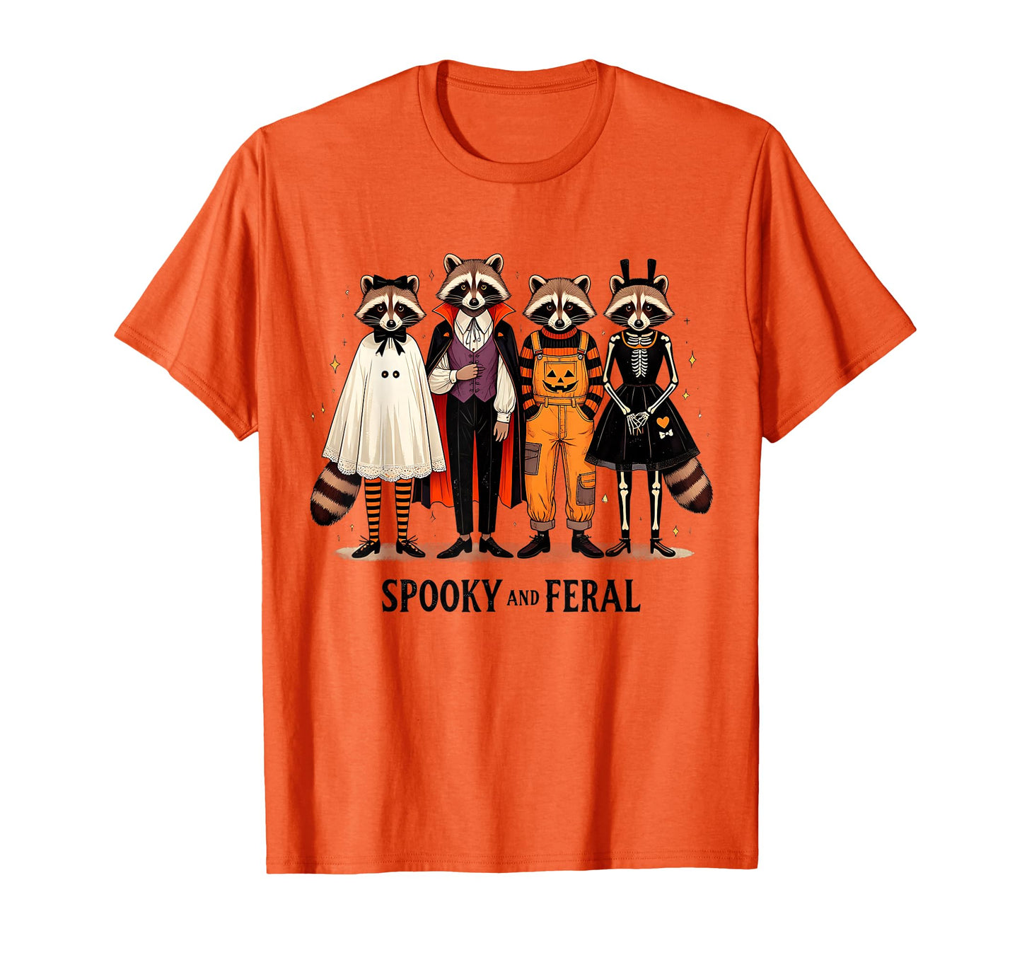Spooky and Feral Funny Halloween Raccoon Men Women Kids T-Shirt
