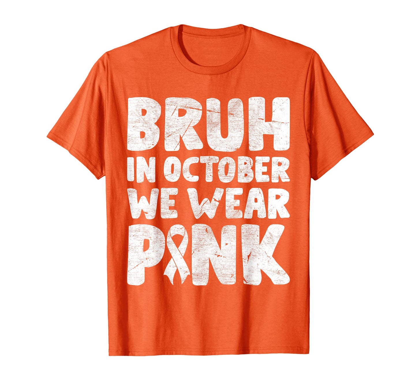 Breast Cancer Shirts for Kids Boys Bruh In October Wear Pink T-Shirt