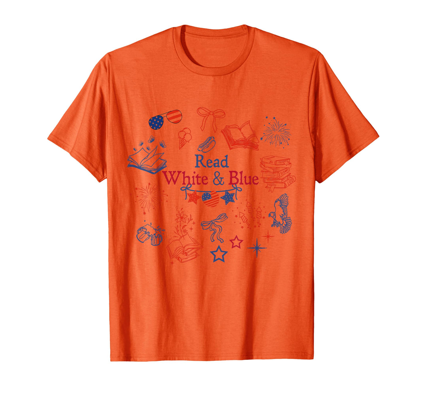Patriotic Bookish Read White And Blue Reader 4th Of July T-Shirt