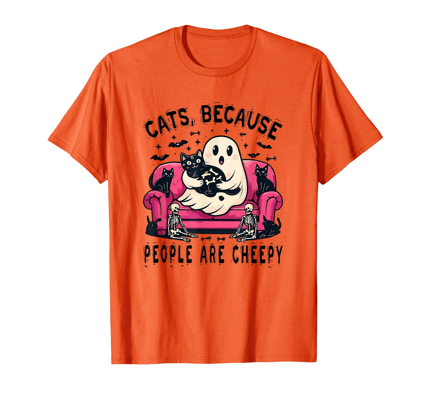 Cats Because People are Creepy Ghost Halloween T-Shirt