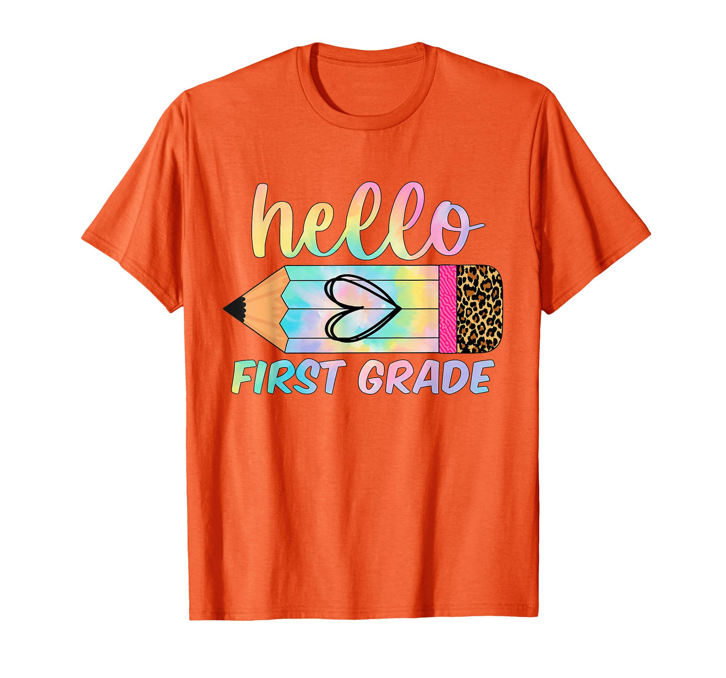 Back To School Hello First 1ST Grade Leopard Tie Dye Teacher T-Shirt