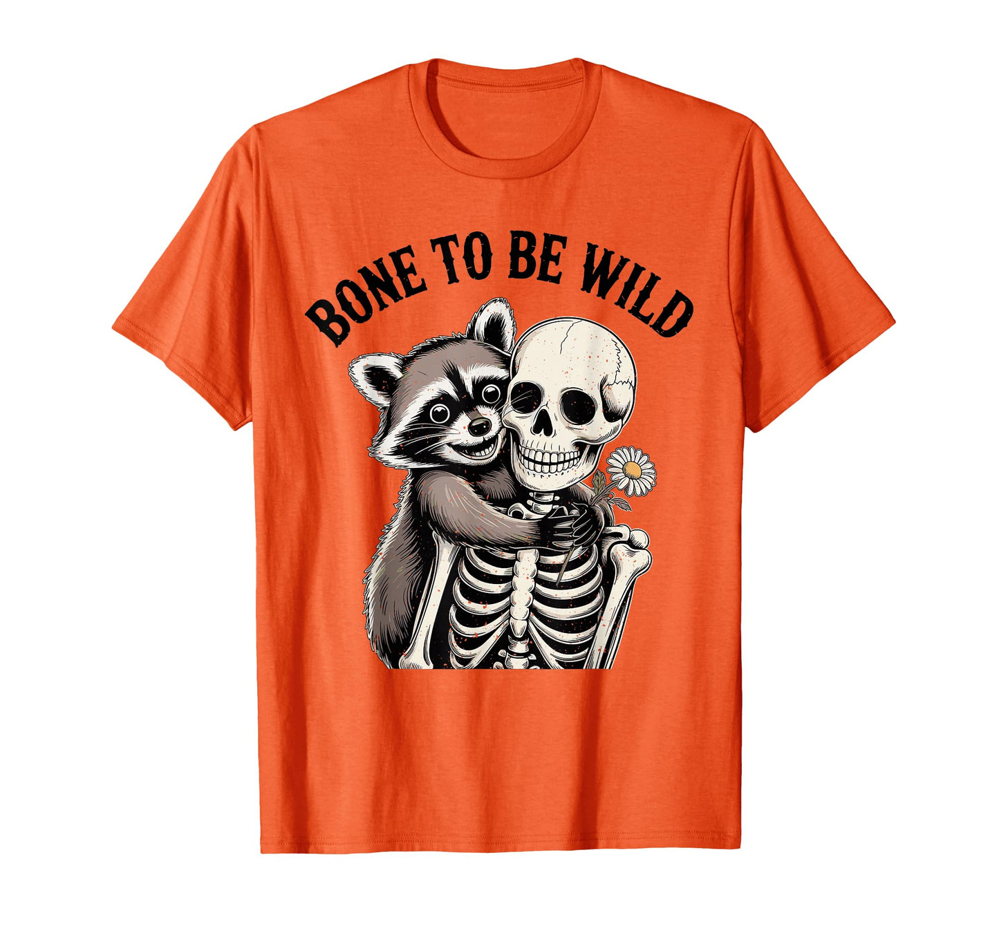 Funny Raccoon Hugging Skeleton Halloween Costume T-Shirt