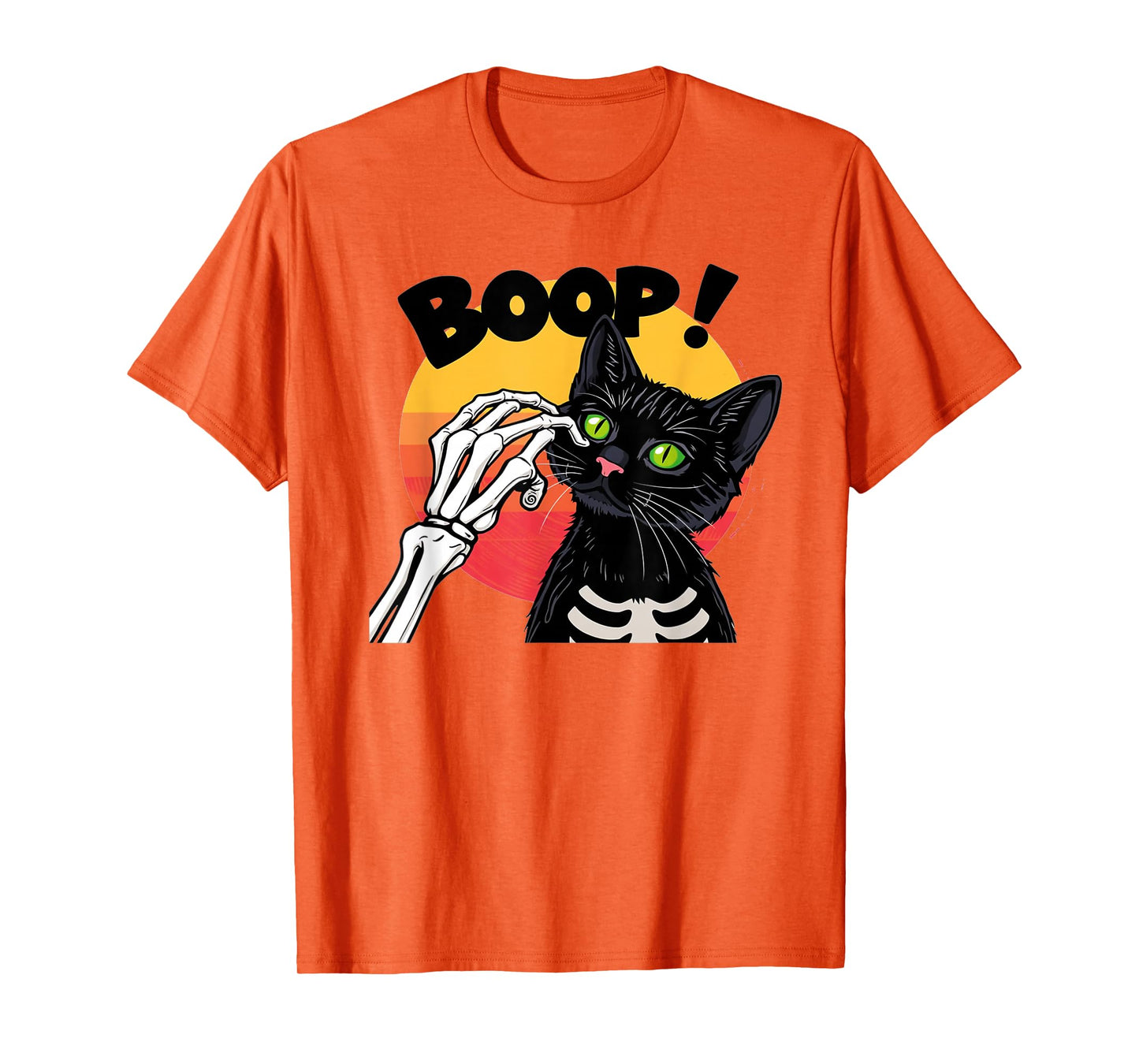 Skeleton Hand Boop On A Cat's Nose Funny Halloween Graphic T-Shirt