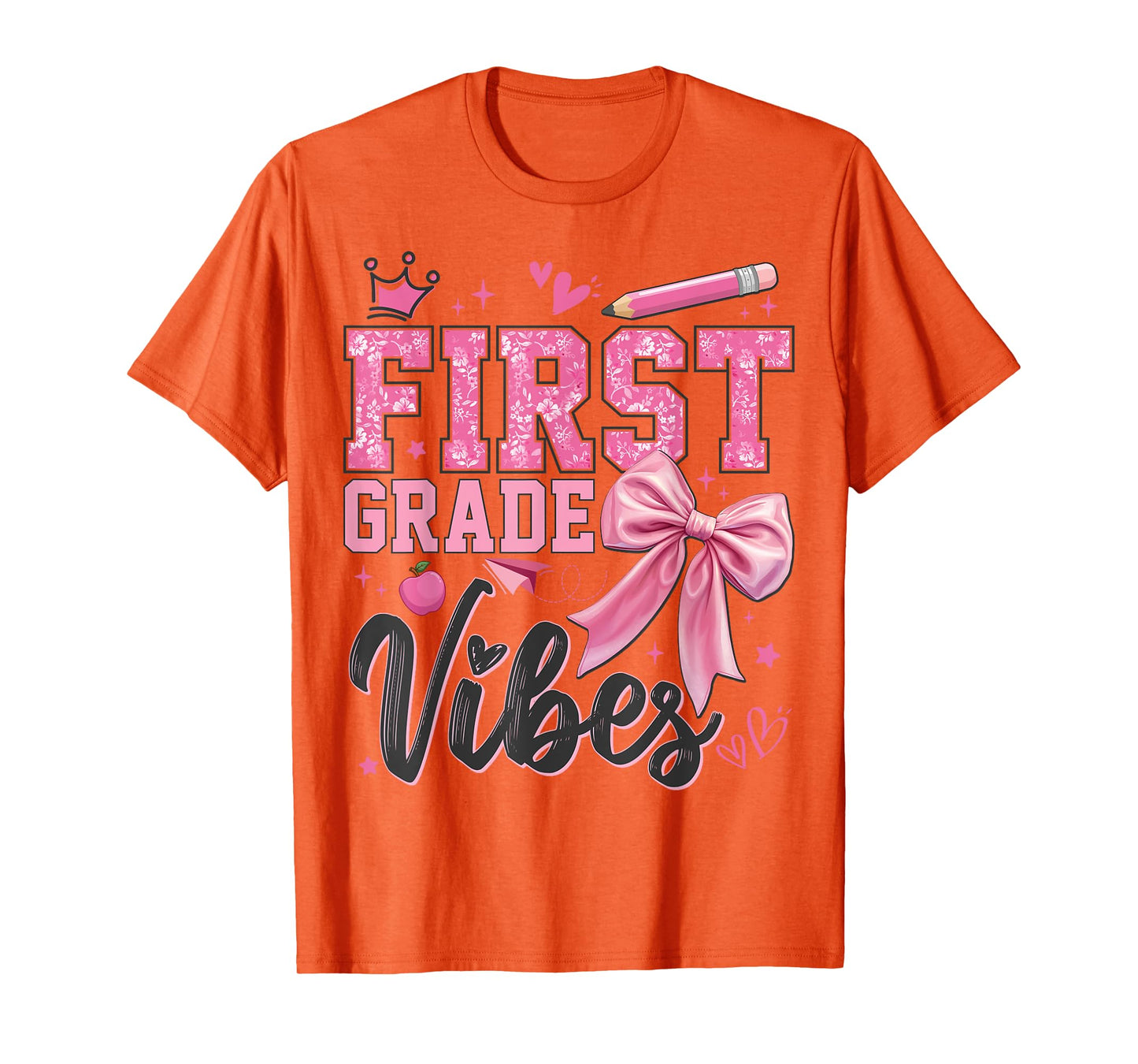 1st First Grade Vibes Back To School Coquette Teacher Girl T-Shirt
