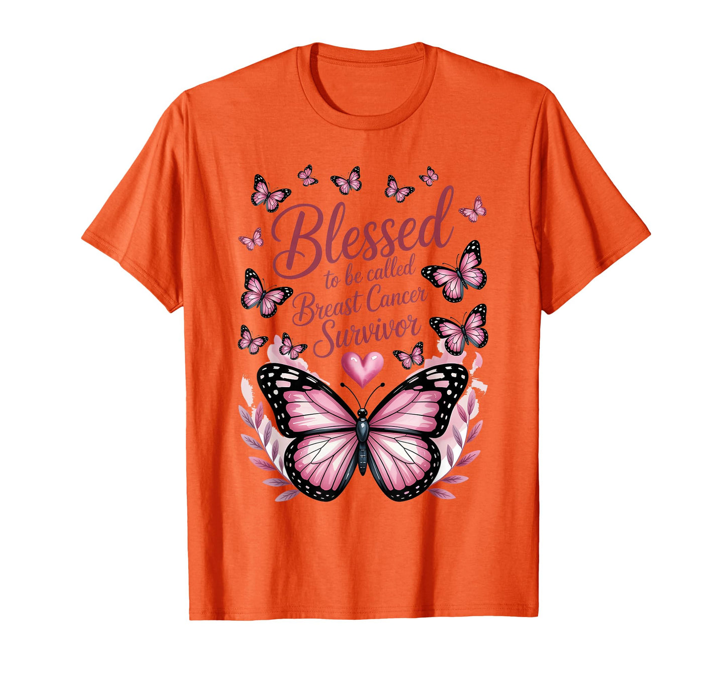 Blessed To Be Called Breast Cancer Survivor Pink Butterfly T-Shirt
