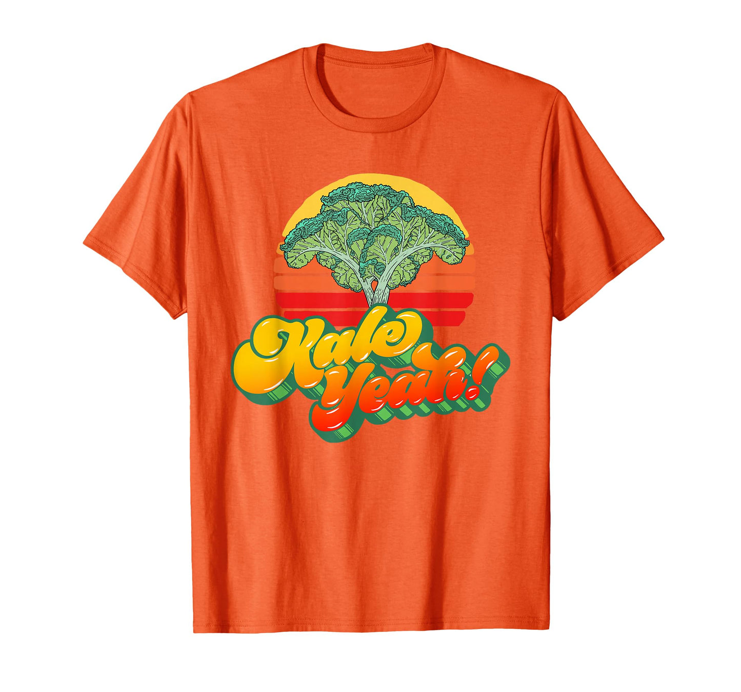Kale Yeah! Funny Vegetable Vintage Retro 80s Sunset Garden T-Shirt