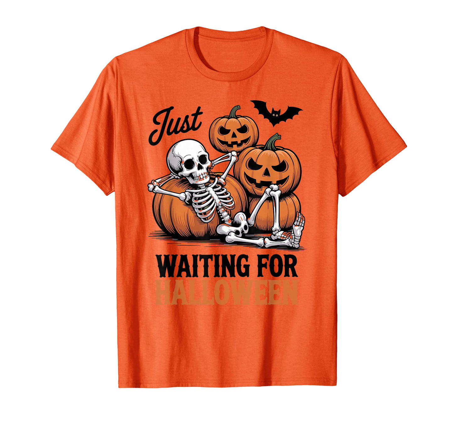 Just Waiting for Halloween Skeleton Funny T-Shirt