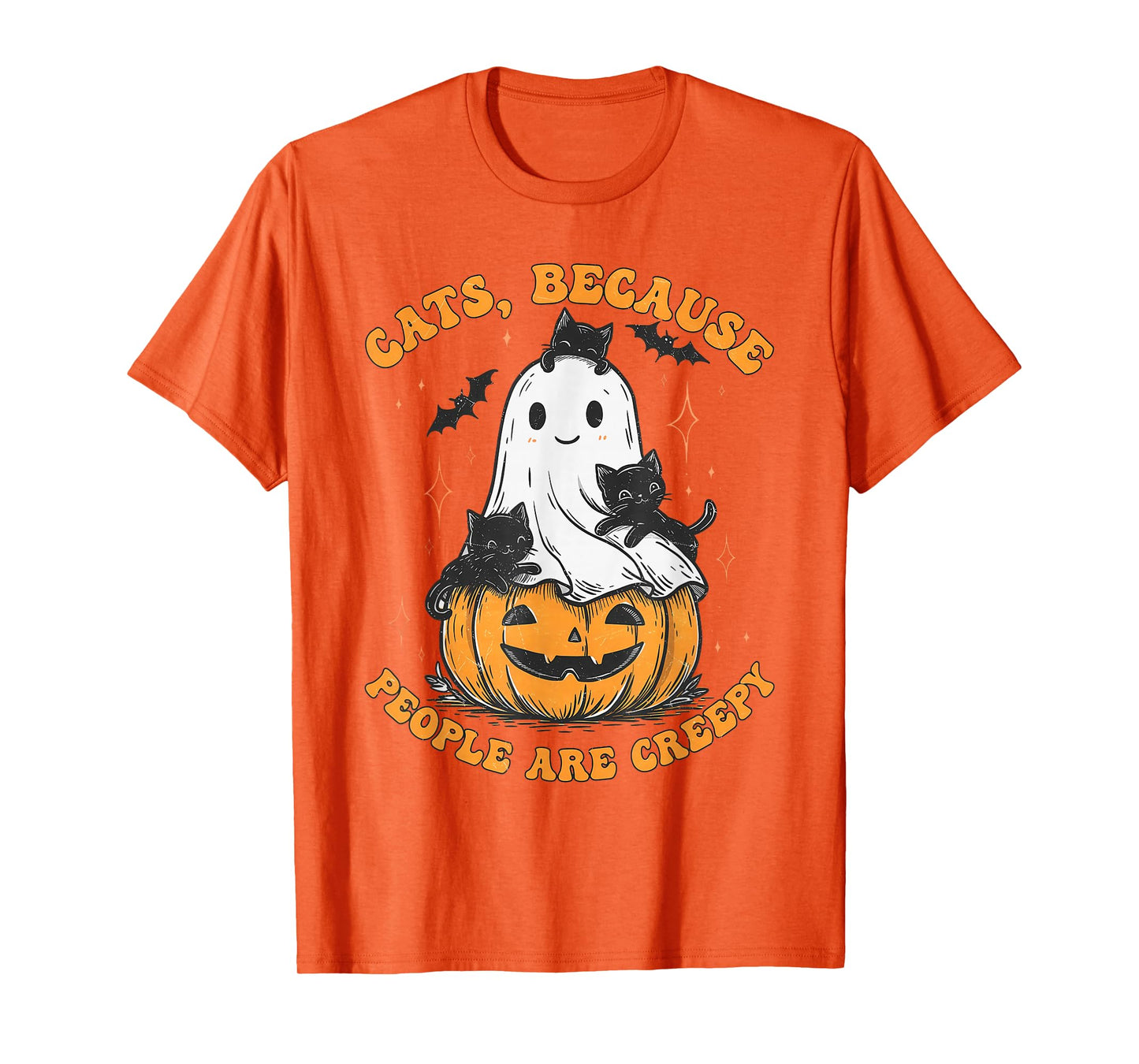 Cats Because People are Creepy Ghost Halloween Cat Mom Kids T-Shirt