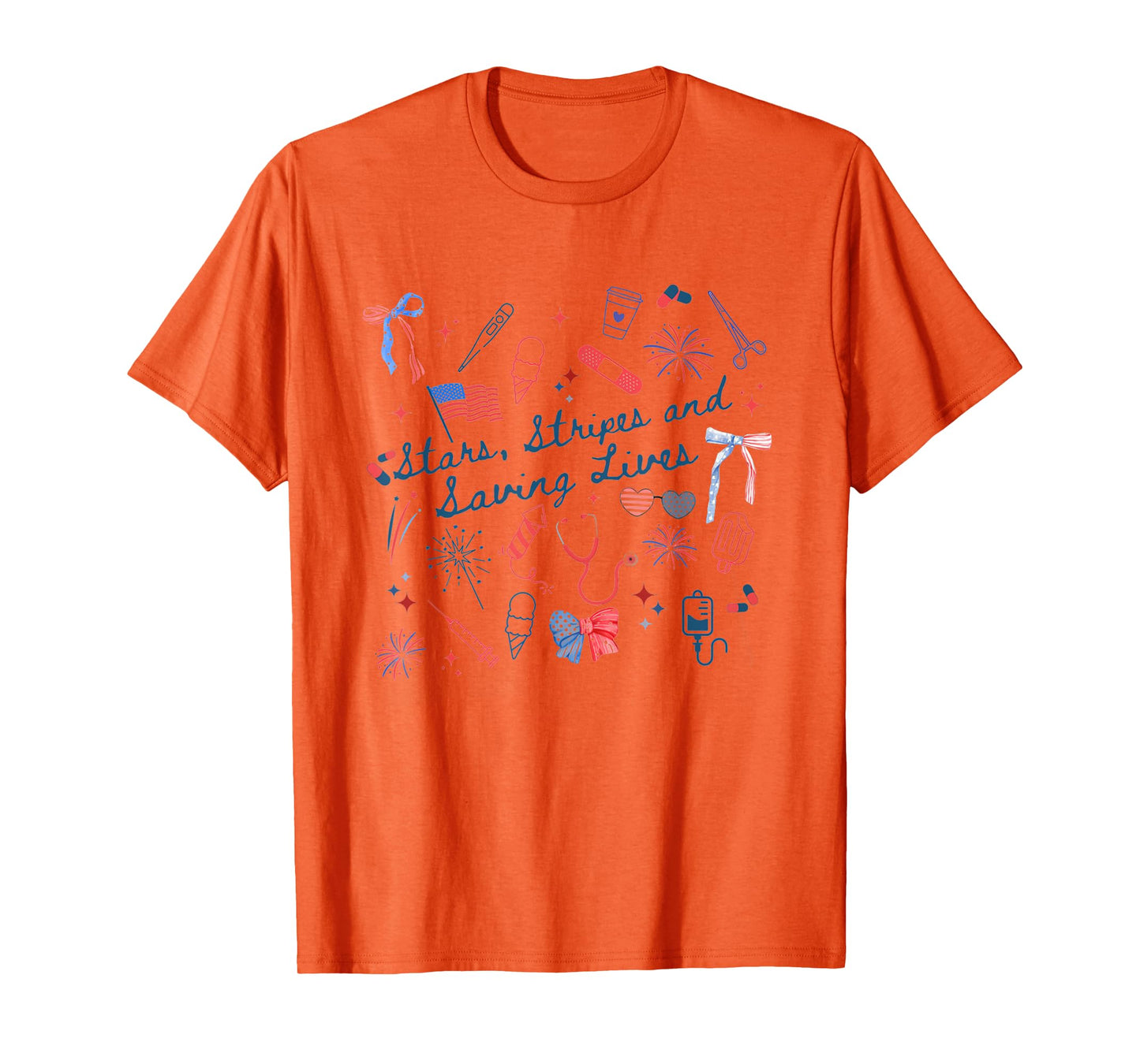 Stars Stripes And Saving Lives Coquette 4th of July ER Nurse T-Shirt